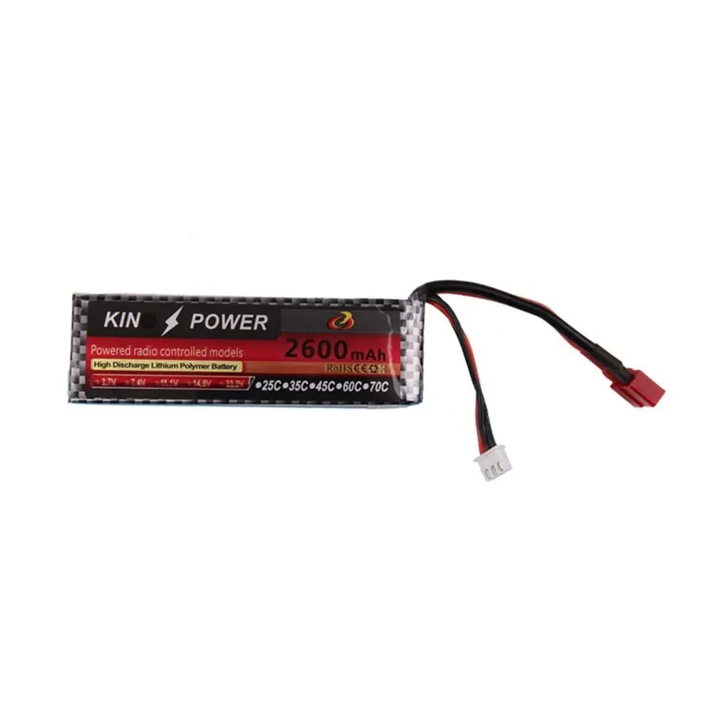 Upgrade 7.4V 2600mAh LiPo Battery with T Plug for WLtoys 144001 124019 104001 124016 124017 1/14 Scale RC Cars - Perfect for Off-Road Racing & Drift Performance