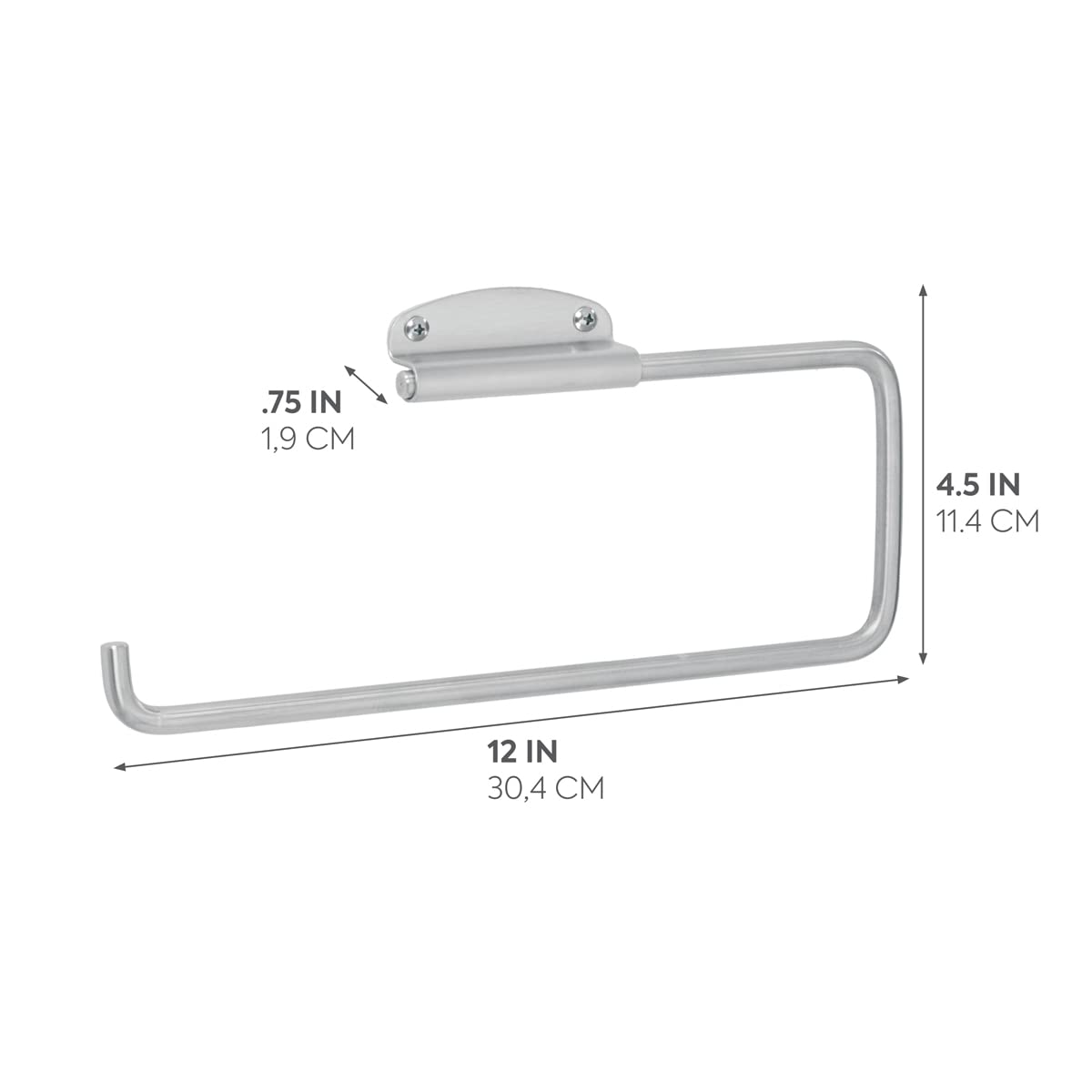 iDesign Forma Wall Mounted Metal Paper Towel Holder - Swivel Roll Organizer for Kitchen, Bathroom & Craft Room - 12