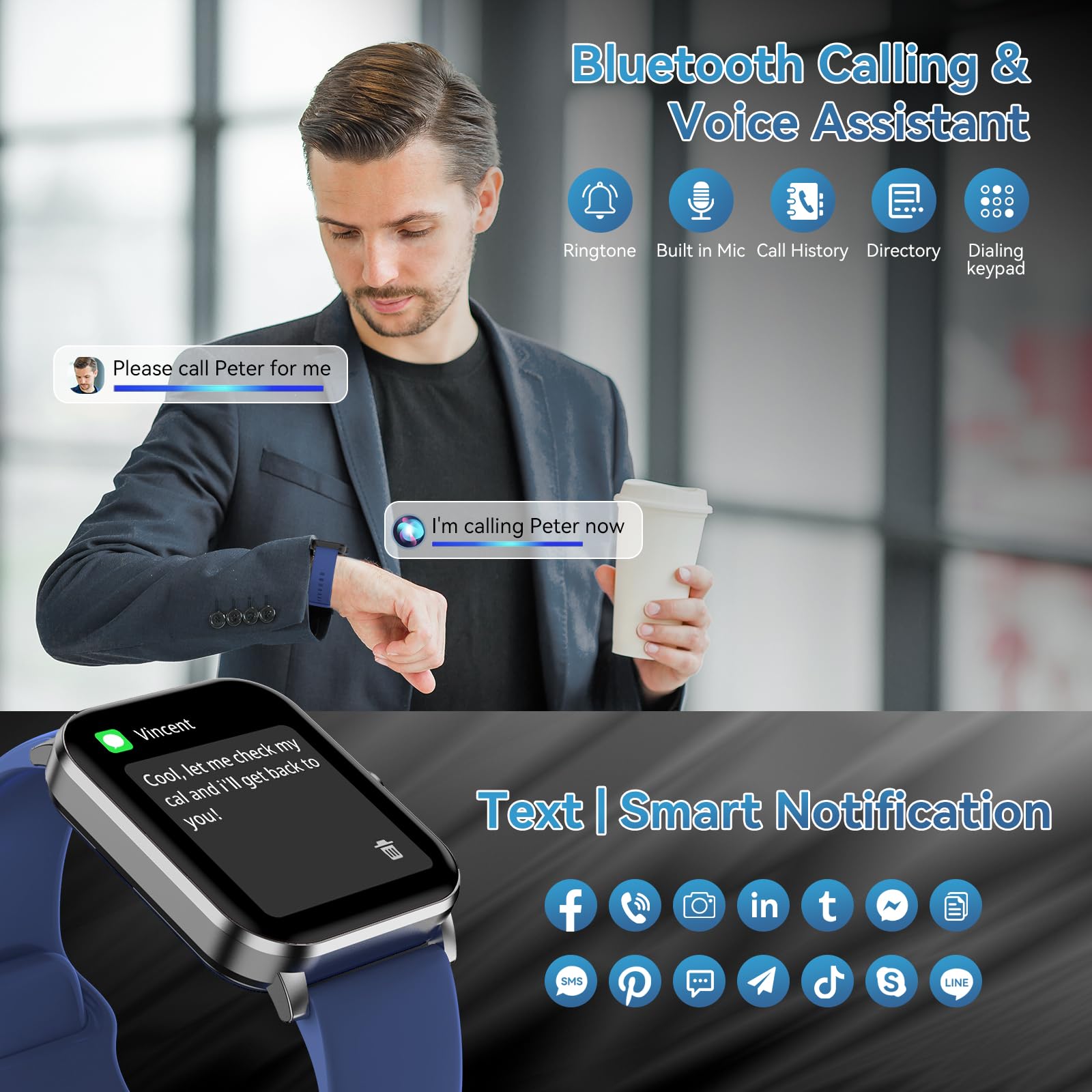 Smart Watch for Men & Women - 1.85