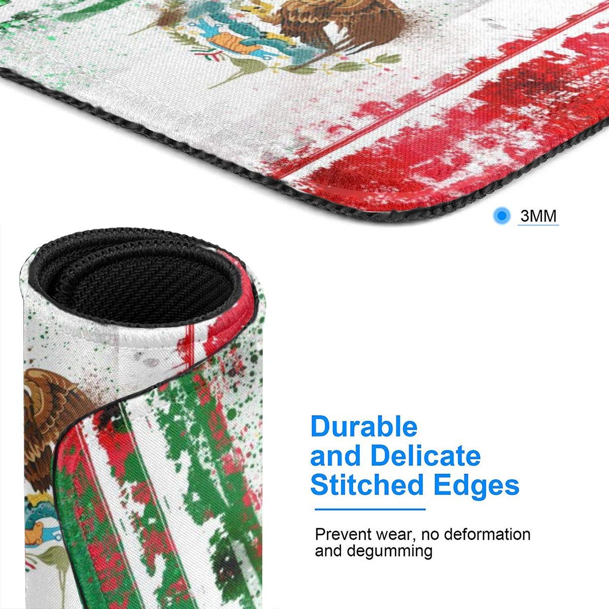 Mexican Flag Gaming Mouse Pad - 8.3x10.3 Inch Non-Slip Rubber Mouse Mat (3mm Thick) - Perfect for Wired, Wireless & Bluetooth Mice - Ideal for Gamers, Office & Home Use
