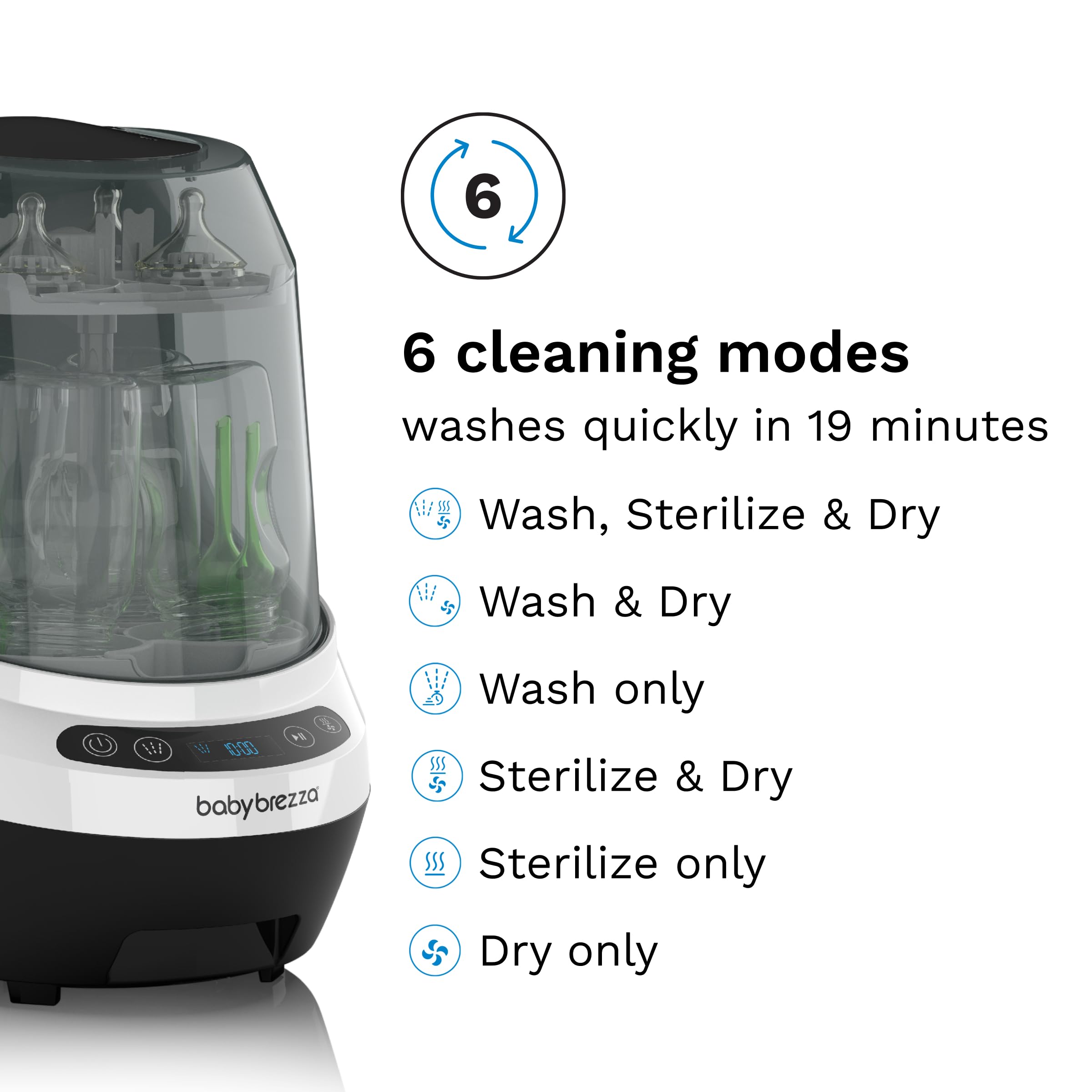 Baby Brezza Bottle Washer Pro - All-in-One Baby Bottle Cleaner, Sterilizer & Dryer Machine - Automatic Washer for Bottles, Pump Parts & Sippy Cups - Eliminates Hand Washing & Drying Racks - Perfect for Busy Parents & Daycare Centers