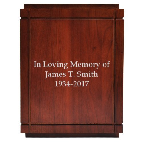 Cherry Finish Grooved Vertical Wood Urn for Ashes - Personalized Text Engraving - Memorial Keepsake for Loved Ones - Perfect for Home Display, Funeral Services & Cremation Remembrance