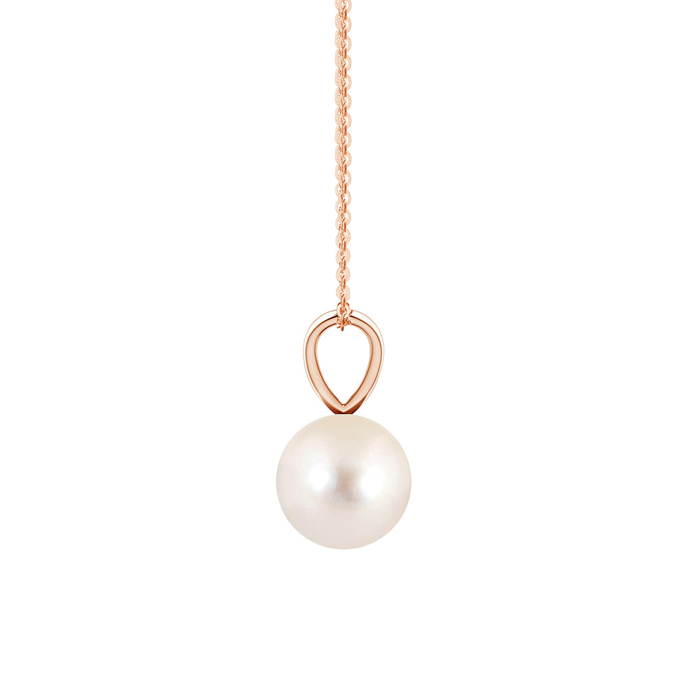8mm Freshwater Cultured Pearl Solitaire V-Bale Pendant Necklace - Elegant Jewelry Gift for Women, Perfect for Weddings, Anniversaries & Special Occasions