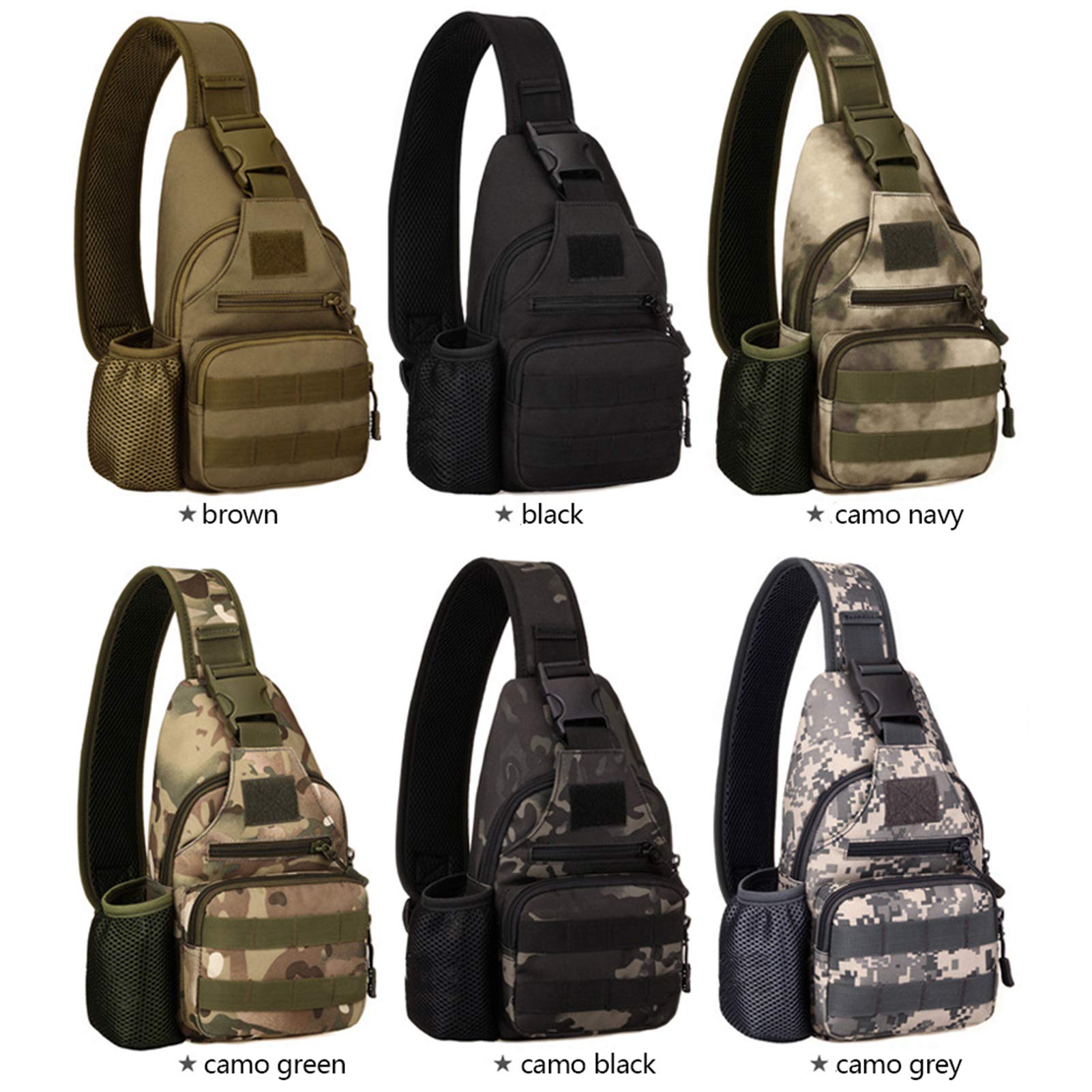 Tactical Military Chest Sling Bag - Water Resistant MOLLE Shoulder Backpack for Men with Water Bottle Holder - Perfect for Hiking, Camping & Outdoor Adventures