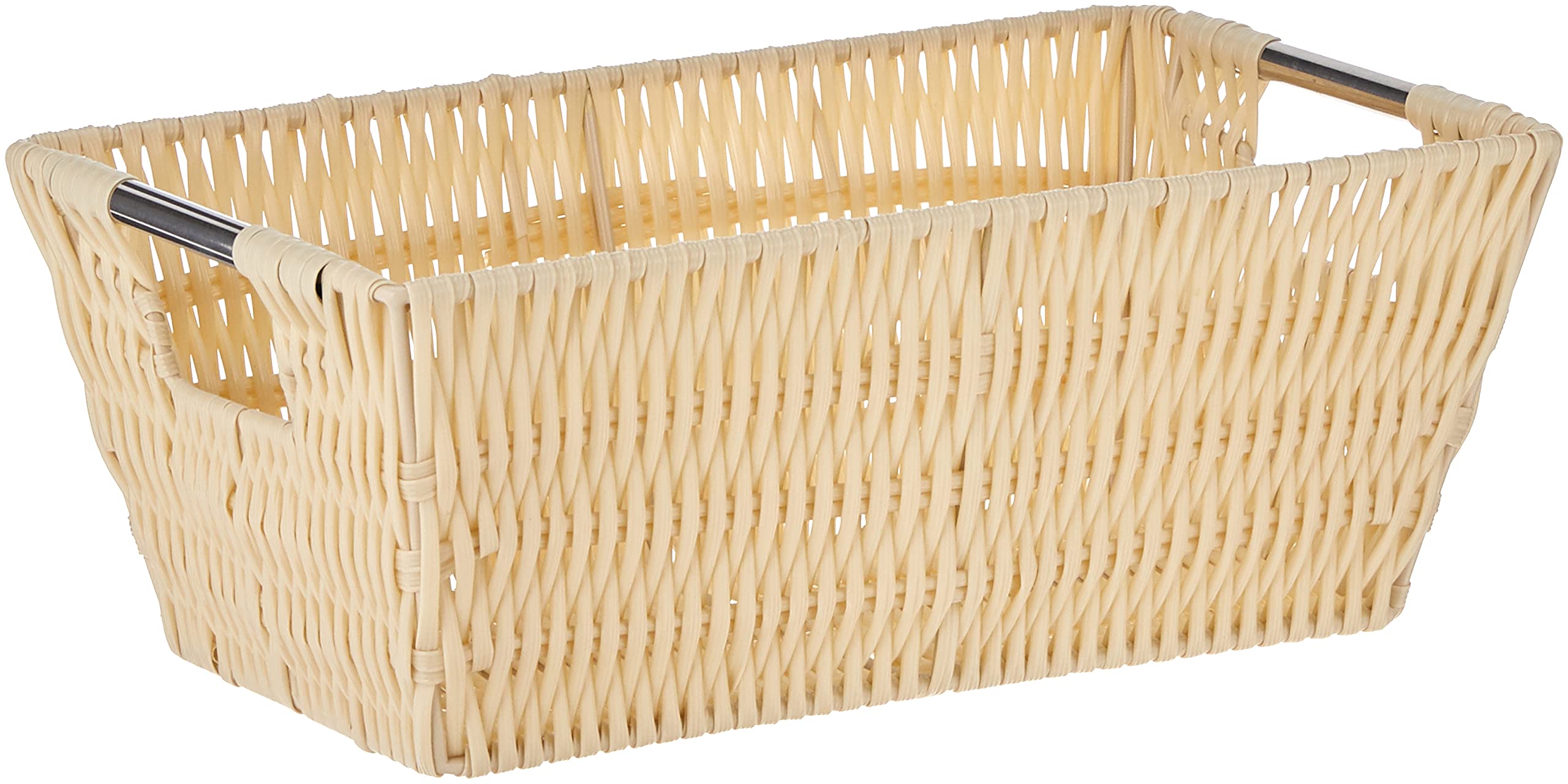Whitmor Rattique Small Shelf Tote Latte - Stylish Woven Storage Basket for Home Organization | Perfect for Bedroom, Bathroom, and Office Decor