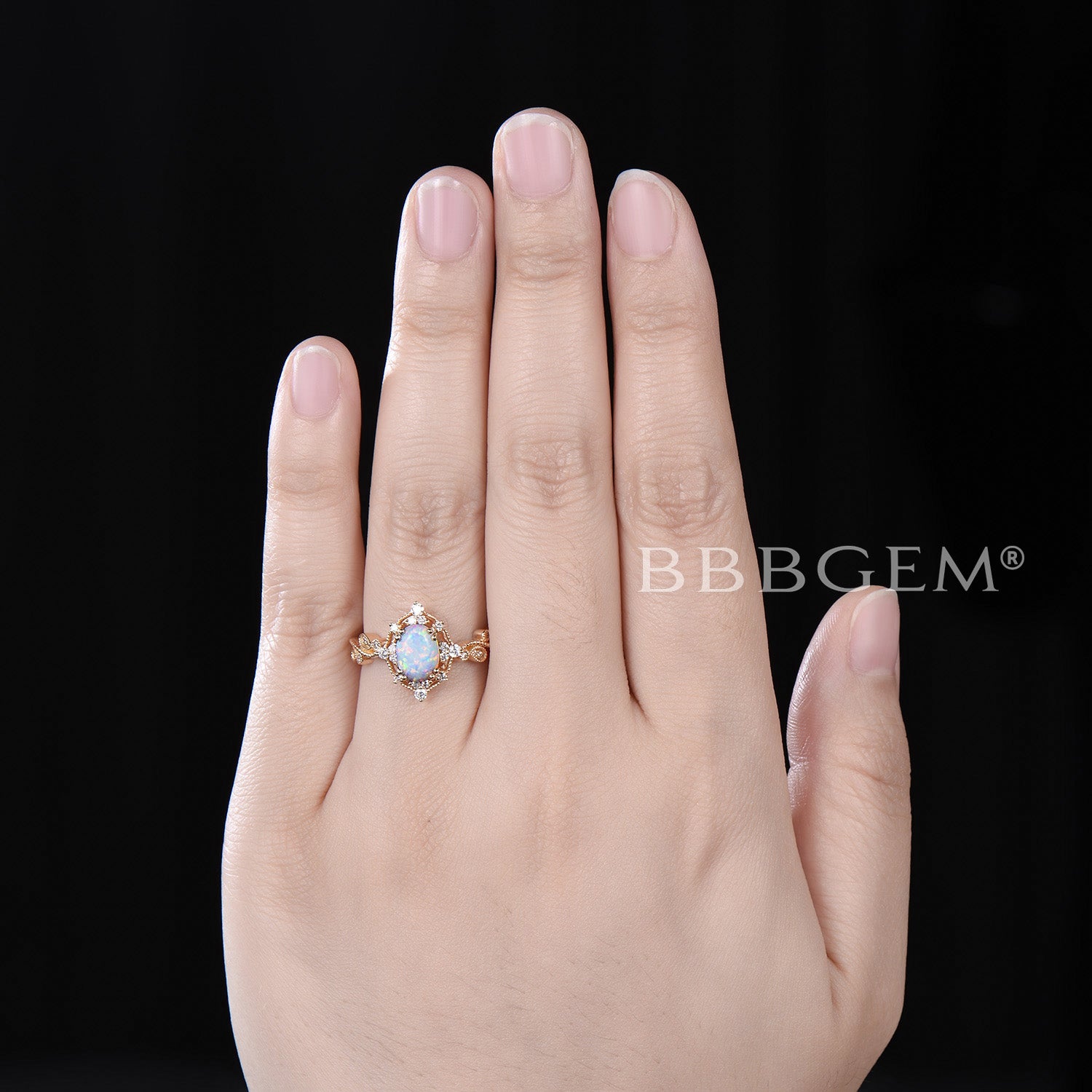 14K Yellow Gold White Opal Engagement Ring with Diamond Accents - Filigree Milgrain Wedding Band for Women, Bridal Jewelry Gift for Her | Perfect for Proposals, Anniversaries & Special Occasions