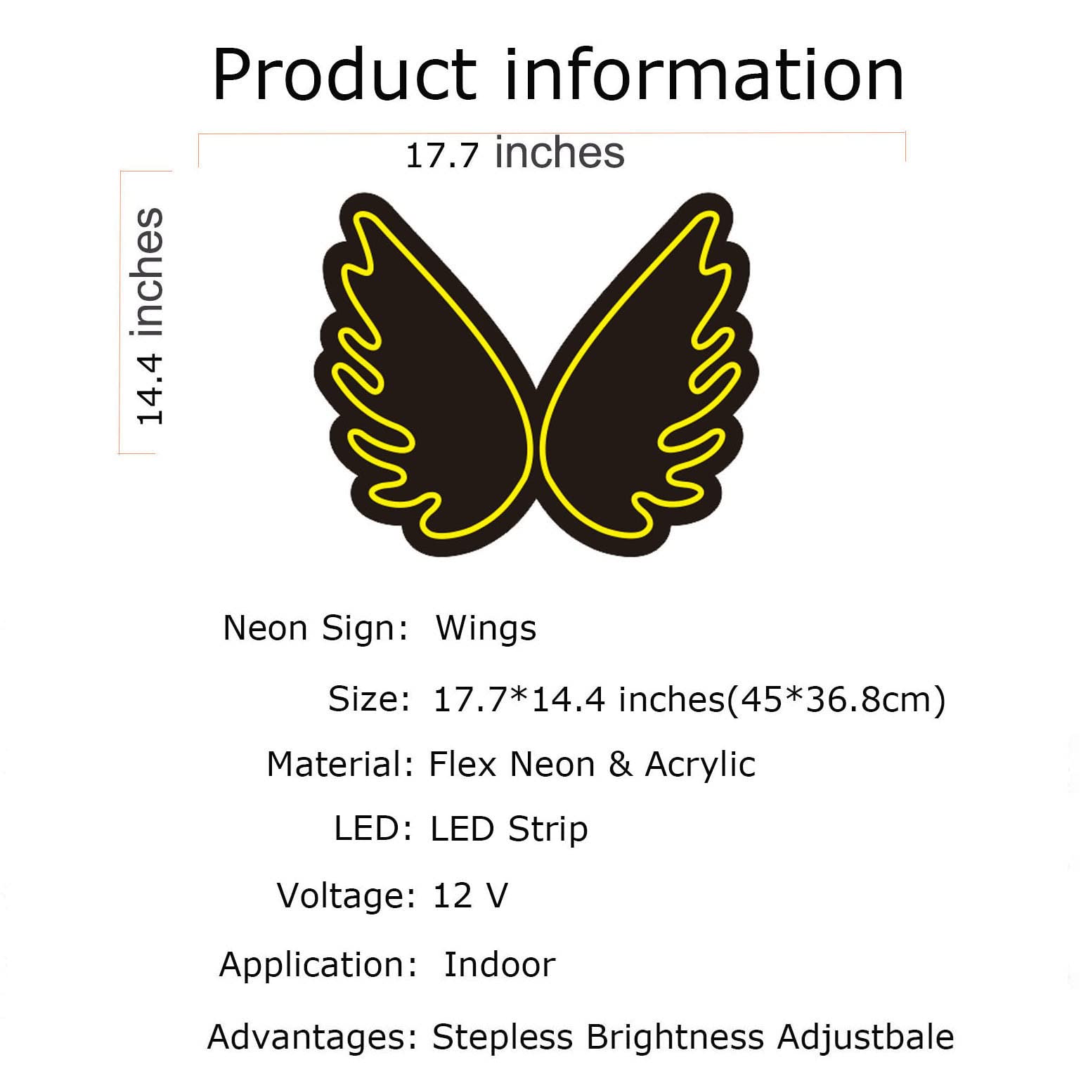 LED Neon Sign Light Wall Decor - Lemon Yellow Wings Artwork for Home, Bar, Pub & Club | Unique Housewarming & Birthday Gift | Perfect for Parties, Bedroom & Man Cave Decor