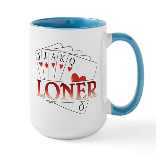 White/Blue Inside - Euchre Loner Large Mug