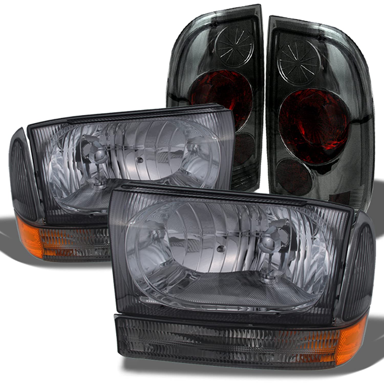 AKKON Smoked Headlights & Tail Lights Combo for Ford F-Series SuperDuty - Left & Right Pair - Upgrade Your Truck's Style & Night Visibility (Perfect for Off-Roading & Night Driving)