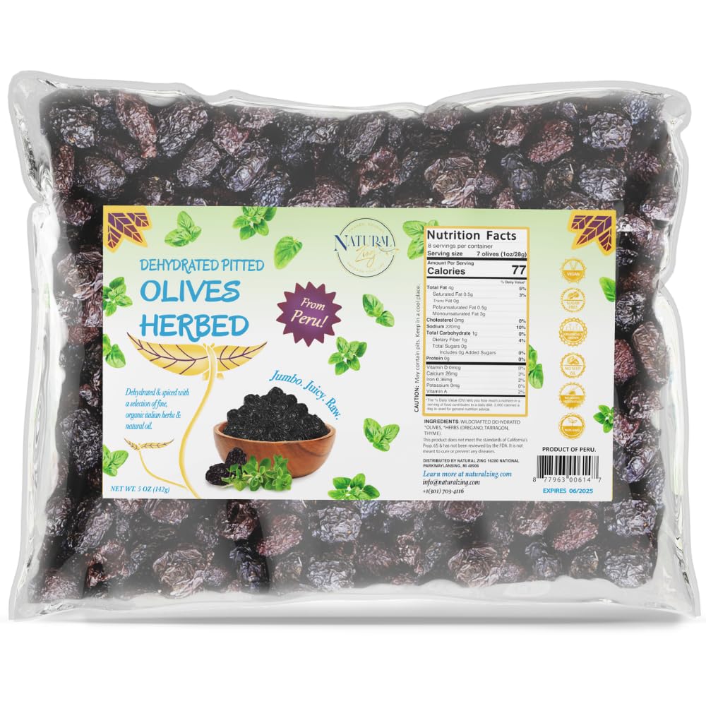 Organic Peruvian Black Botija Olives - Raw, Pitted, Herb-Infused | Unbrined, Rich Flavor | Perfect for Snacking, Cooking, Charcuterie & Mediterranean Dishes | 8 oz Pack | Premium Gourmet Olives for Salads, Tapas & Cheese Boards