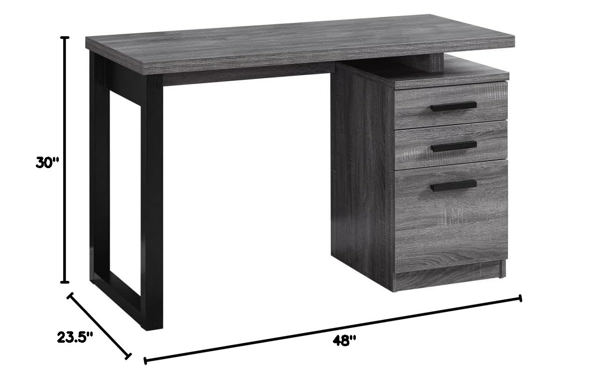48 Inch Modern L-Shaped Computer Desk with Keyboard Tray - Grey & Black Finish, Left or Right Facing for Home Office, Gaming & Study Workspace