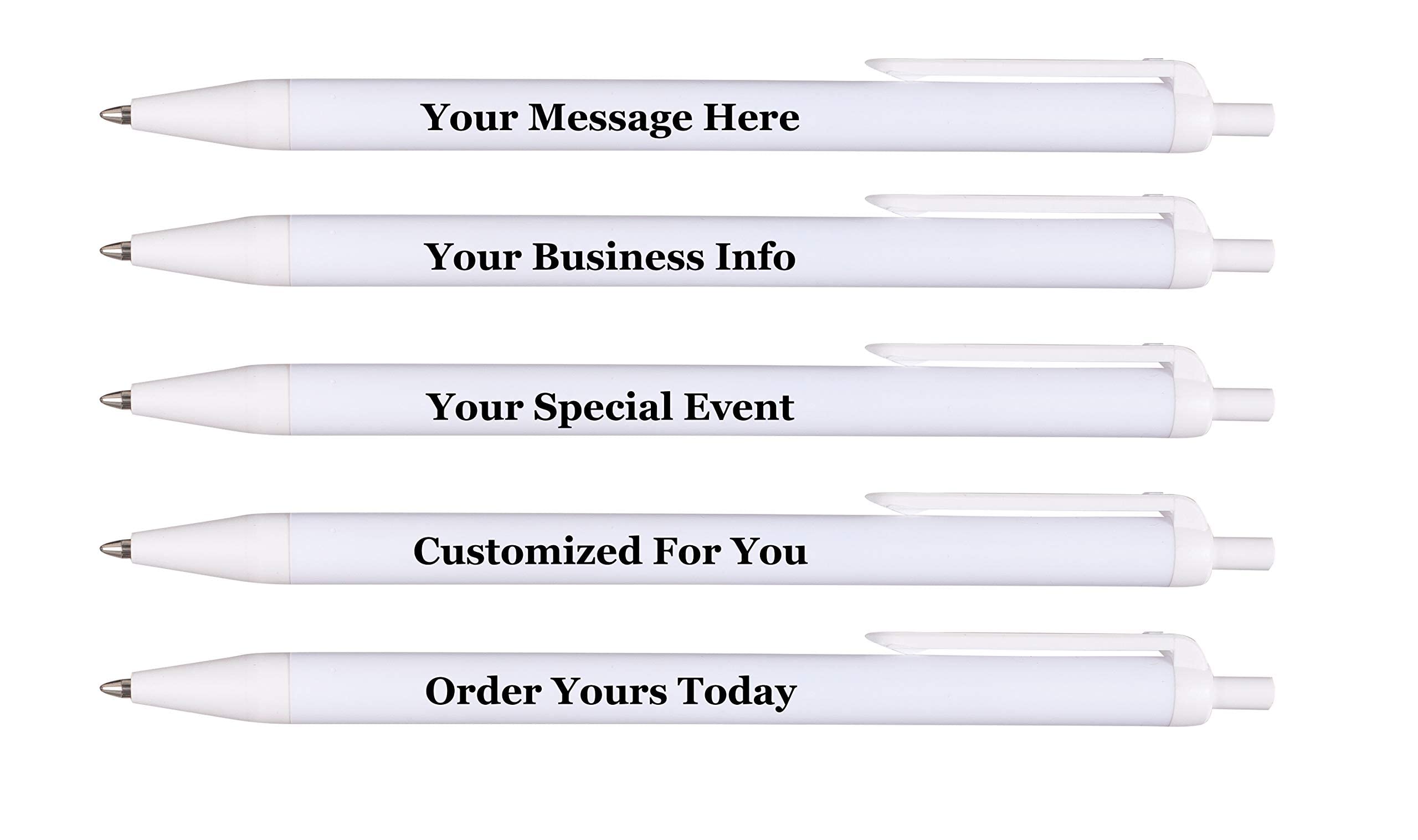 Custom Printed Ballpoint Pens - Personalized with Name, Business or Event Info - Bulk Pack of 1000 - Smooth Black Ink - USA Made Promotional Pens for Corporate Gifts, Trade Shows & Branding Events