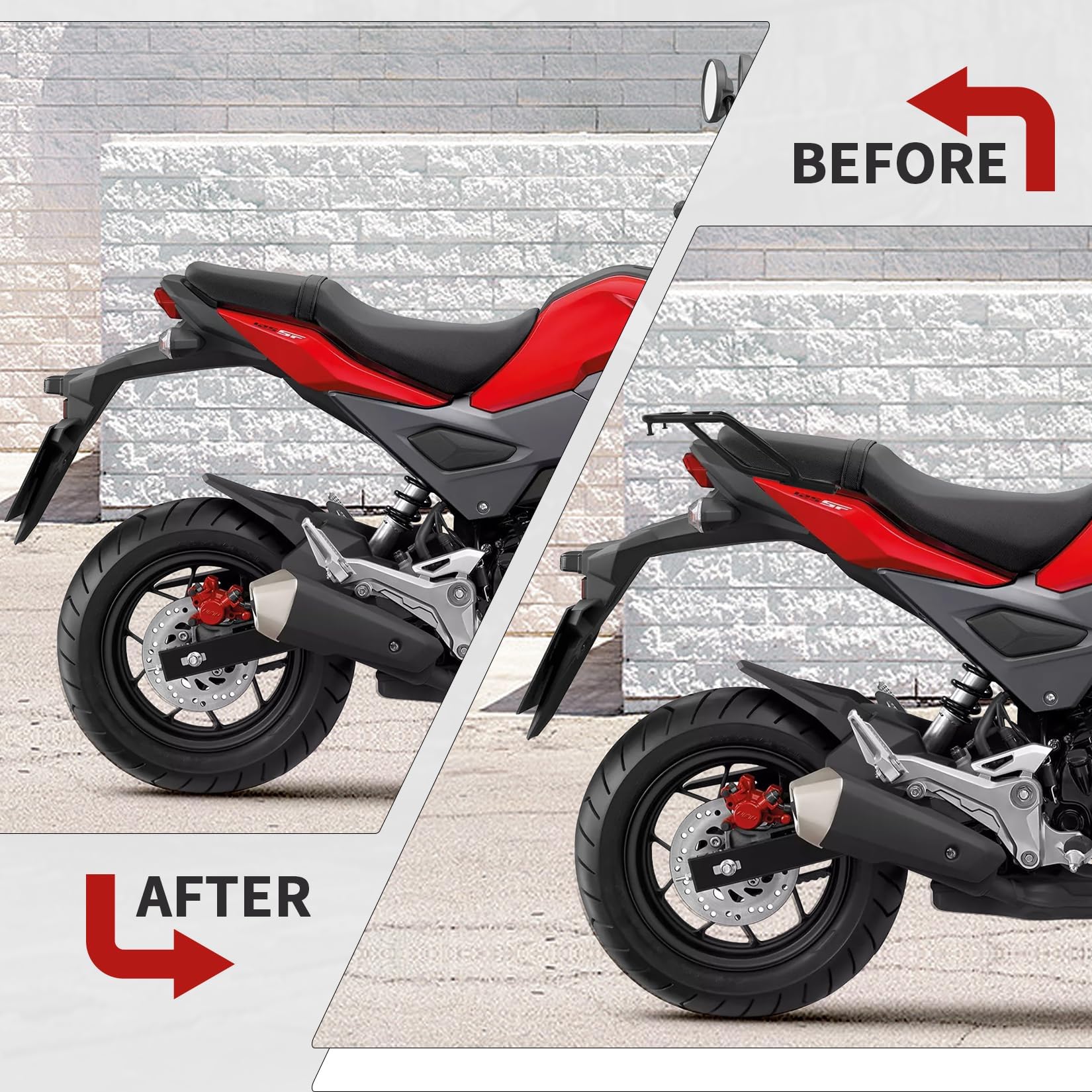 PSLER Black Motorcycle Rear Luggage Rack for Honda Grom MSX125 (2016-2020) - Heavy Duty Iron Storage Carrier Shelf for Grom OG/SF Models - Perfect for Commuting, Grocery Runs & Adventure Riding