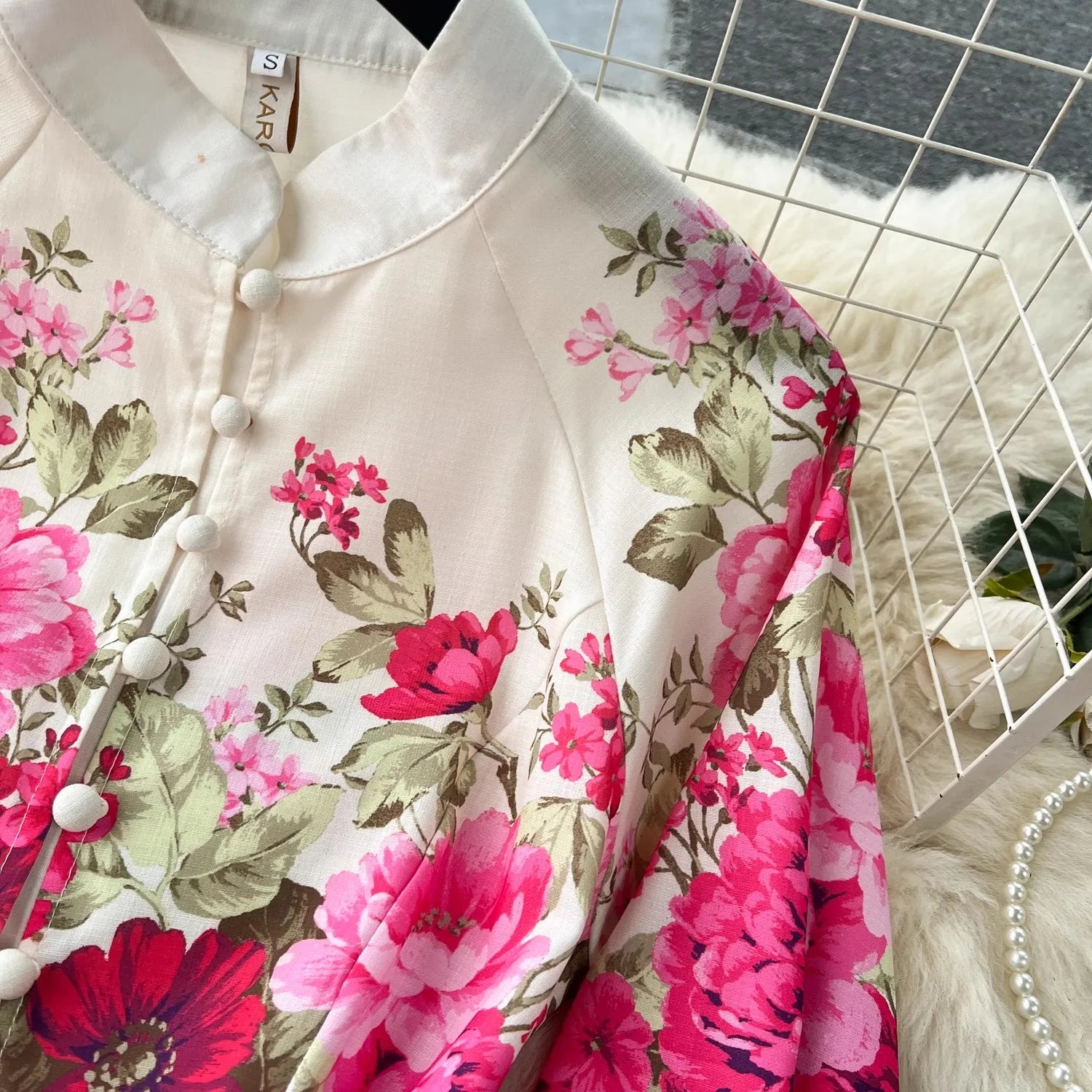 Bohemian Floral Print Linen Dress for Women - Elegant Long Lantern Sleeve Maxi Dress with Belt, Spring Summer Beach Wedding Party Outfit