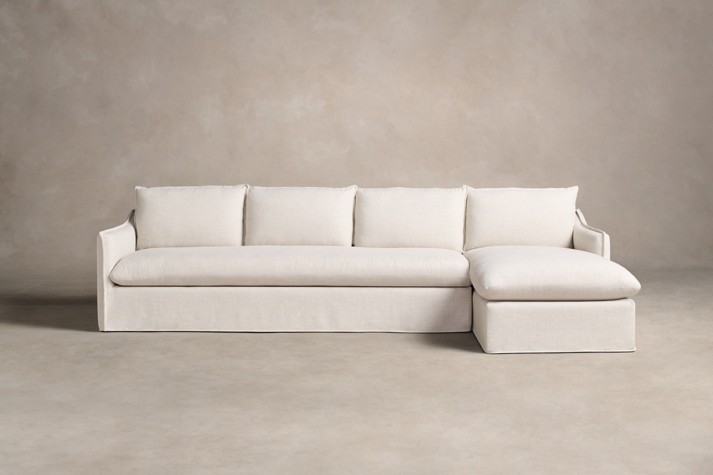 Dune Sectional Sofa - Performance Linen Weave Fabric in Pure White | Modern Living Room Furniture for Home & Office