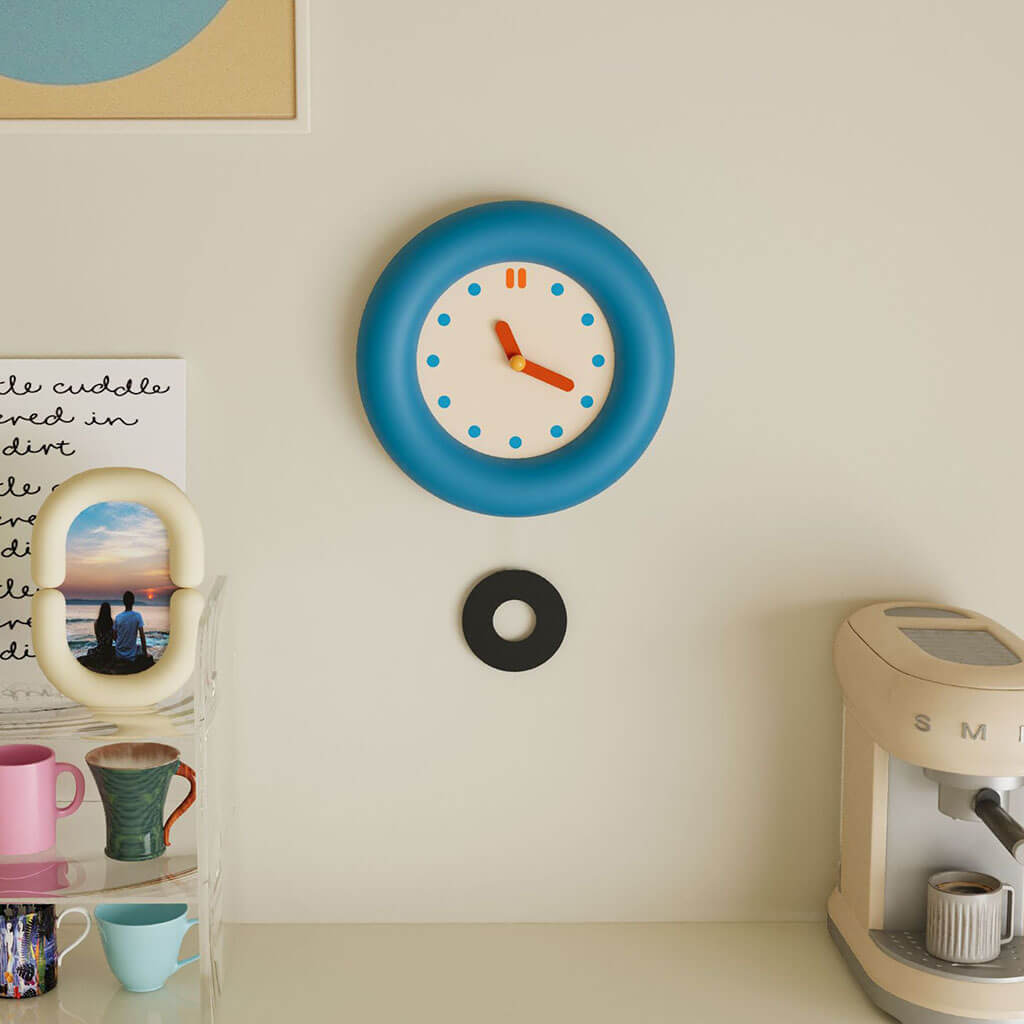 Modern Blue Round Wall Clock for Home & Office Decor - Stylish Analog Clock for Living Room, Bedroom, Kitchen | Silent Non-Ticking Battery Operated Clock