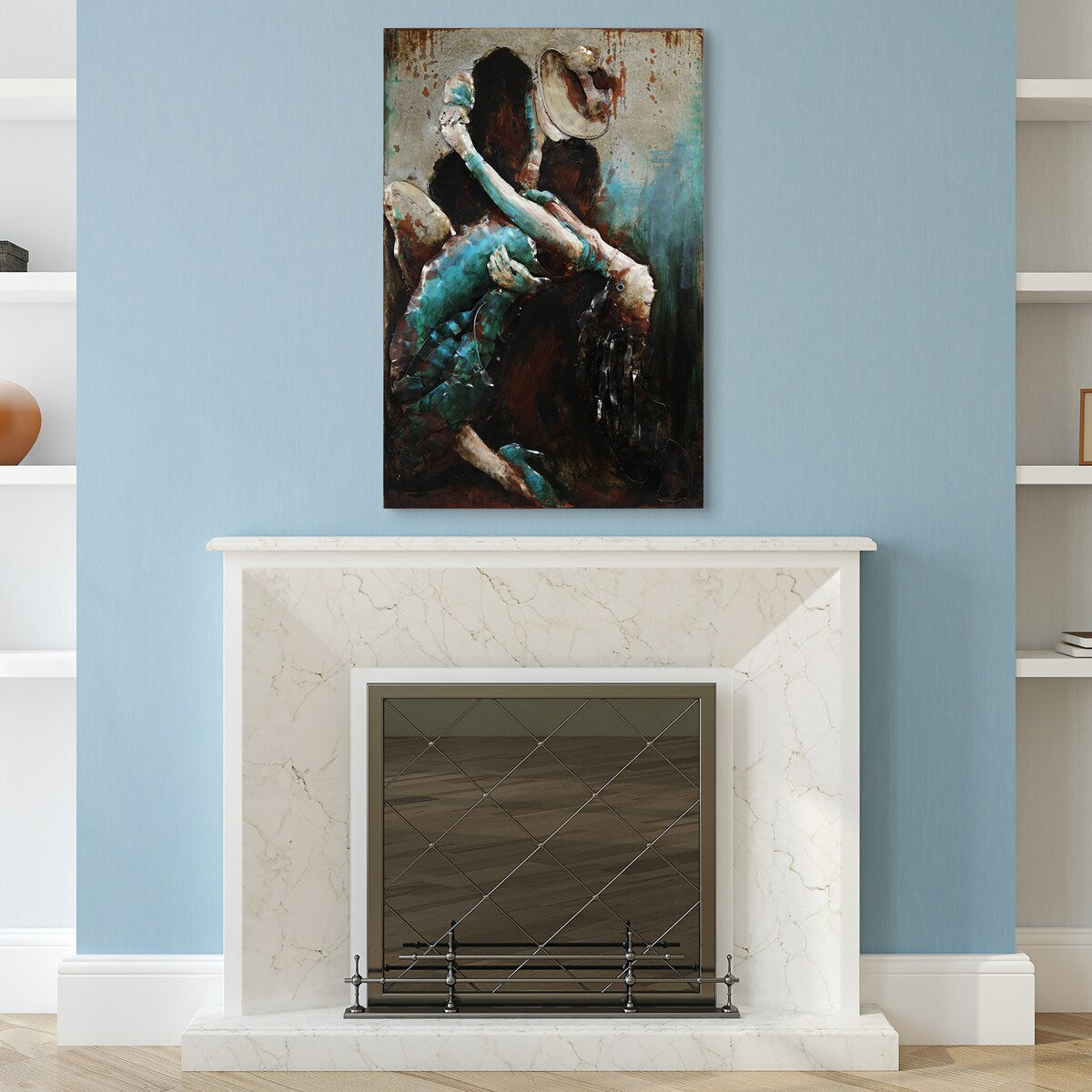 Hand-Painted Mixed Media Iron Wall Art for Ballroom Dancers - Elegant Home Decor for Living Room, Bedroom & Dance Studio