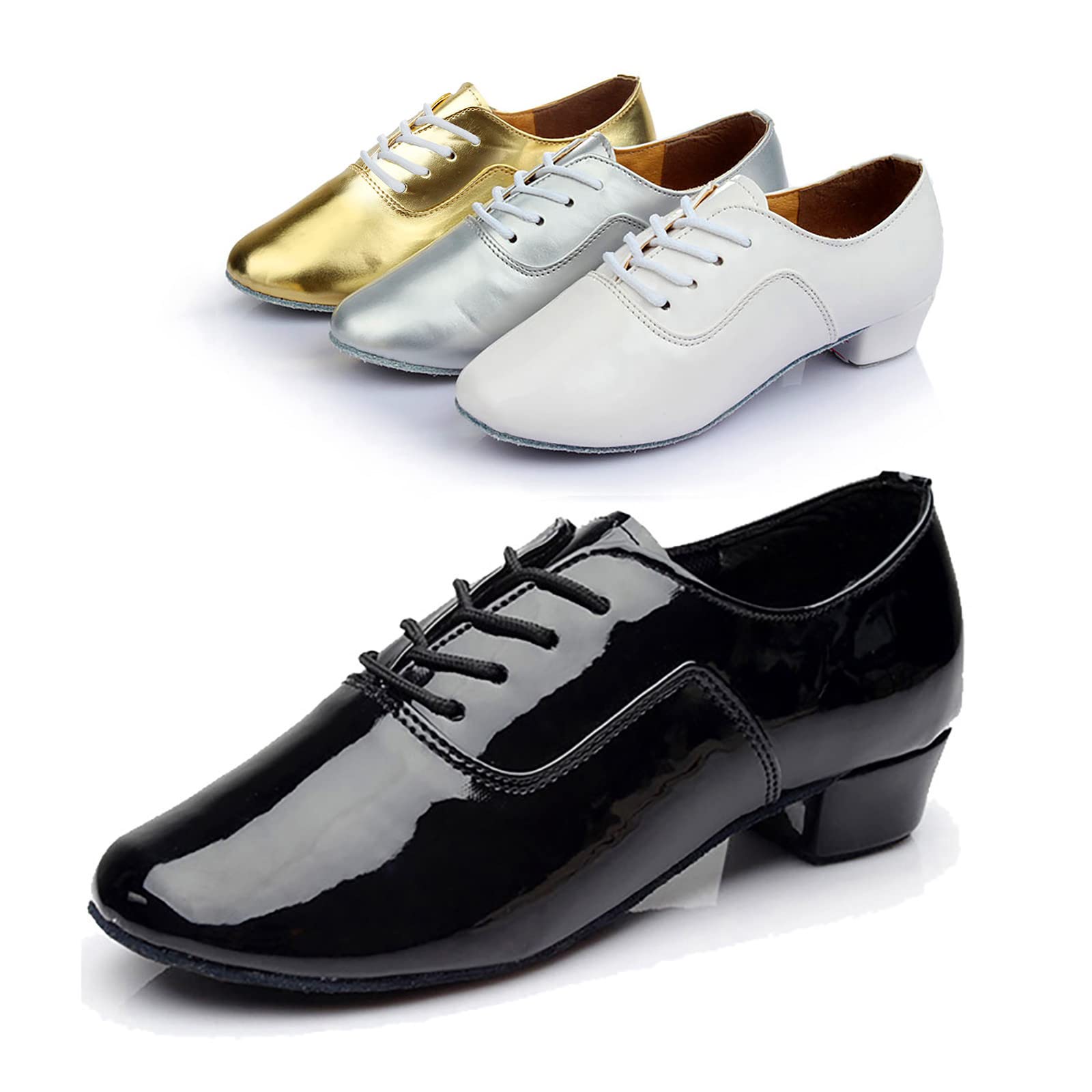 Men's Black Business Casual Shoes - Comfortable Lace-Up Dress Shoes for Office, Modern Latin Dance Shoes for Ballroom & Social Events