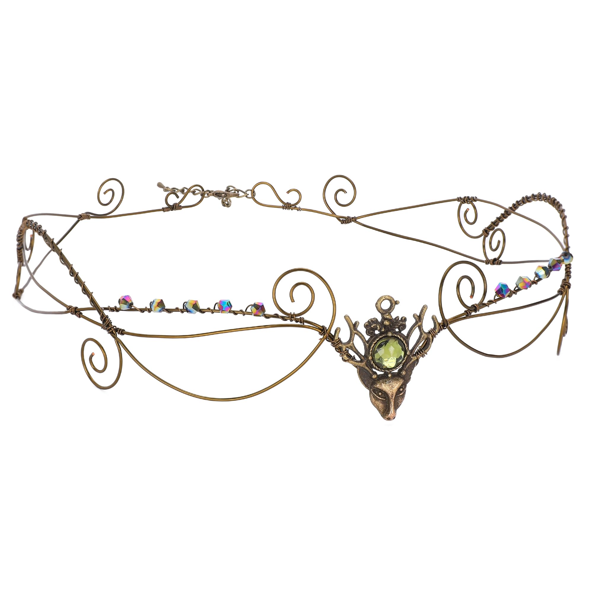 Handmade Elven Fairy Circlet - Dark Antler Headpiece for Cosplay, Renaissance Fairs & Fantasy Costumes | Bronze Deer Antler Tiara Crown for Women | Witch, Princess & Elf Costume Accessories | Perfect for Halloween, LARP & Themed Parties