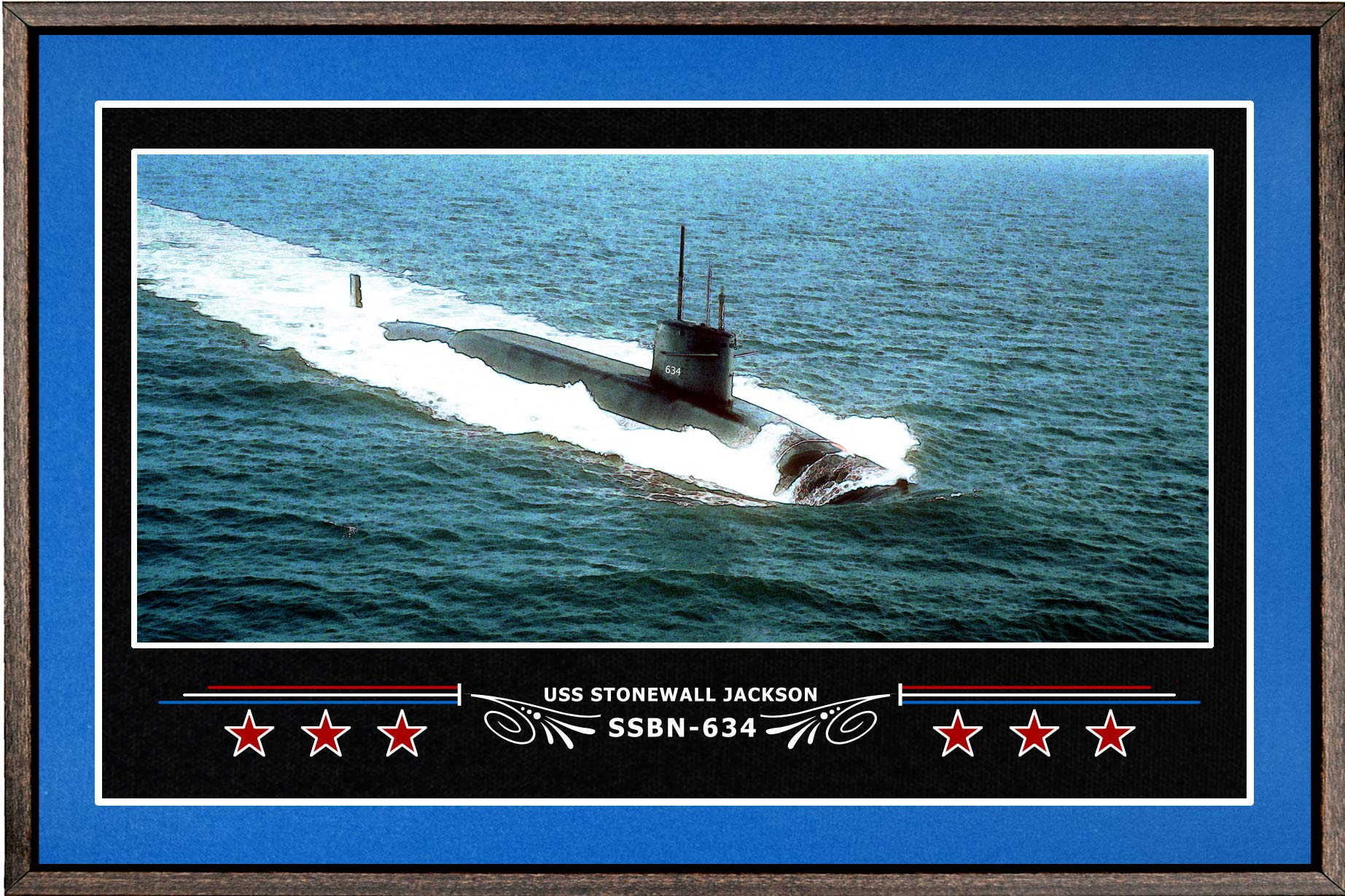 USS Stonewall Jackson SSBN-634 Navy Ship Box Framed Canvas Art - Blue Wall Decor for Home, Office & Military Memorabilia Collections