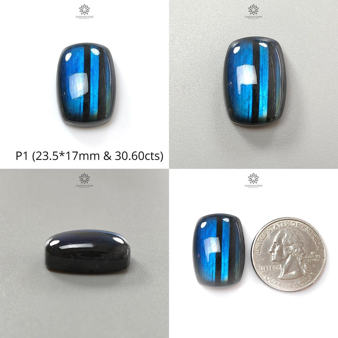 Natural Blue Labradorite Gemstone Cabochon - Untreated Cushion Shape for Jewelry Making, Pendants, Rings & DIY Crafts | Healing Crystal for Meditation & Spiritual Gifts