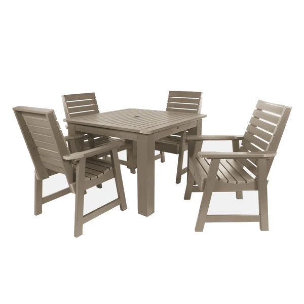 Weatherly 5-Piece Square Dining Table Set for Kitchen, Breakfast Nook & Small Space - Modern Indoor Outdoor Patio Furniture with 4 Chairs
