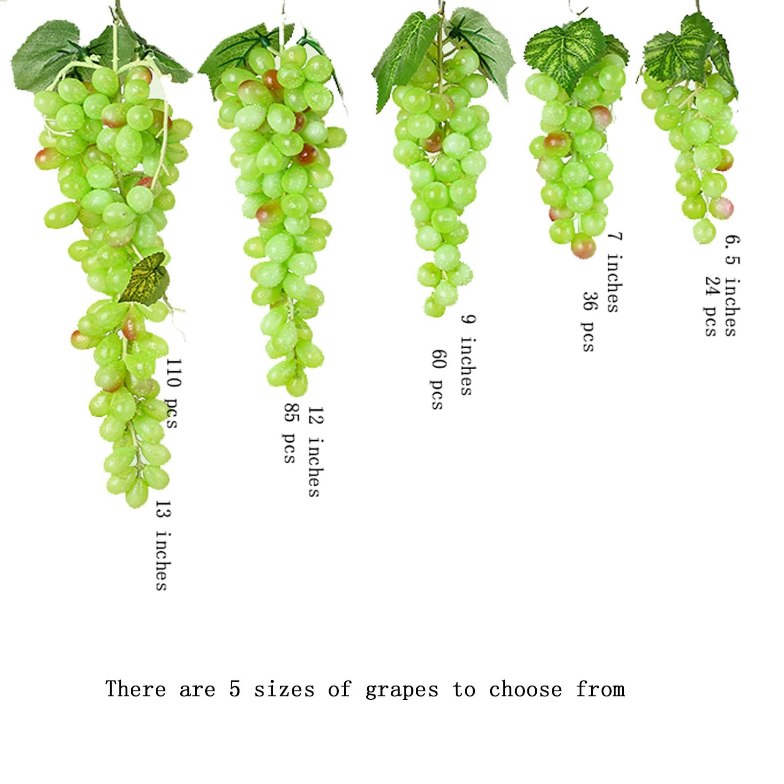 2 Pack Artificial Green Grapes - 1:1 Realistic Fake Fruit Clusters for Home Decor, Kitchen, Wedding & Party Decoration - 9 Inch Vine with 60 Grapes - Perfect for Still Life Sketching, Wine Displays & Table Centerpieces