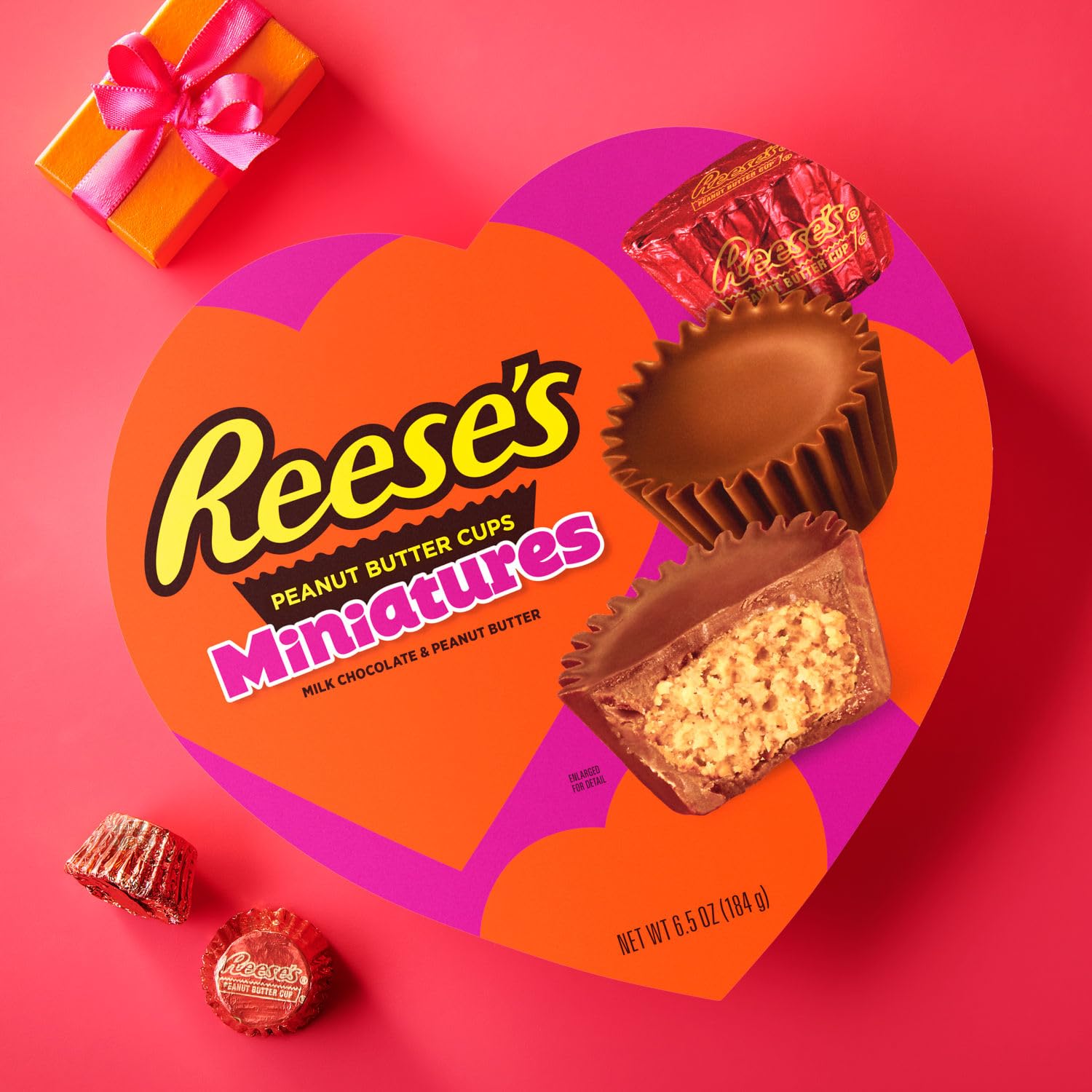 Reese's Miniatures Milk Chocolate Peanut Butter Cups - 6.5oz Valentine's Day Candy Gift Box | Perfect for Gifting, Parties & Sweet Treats