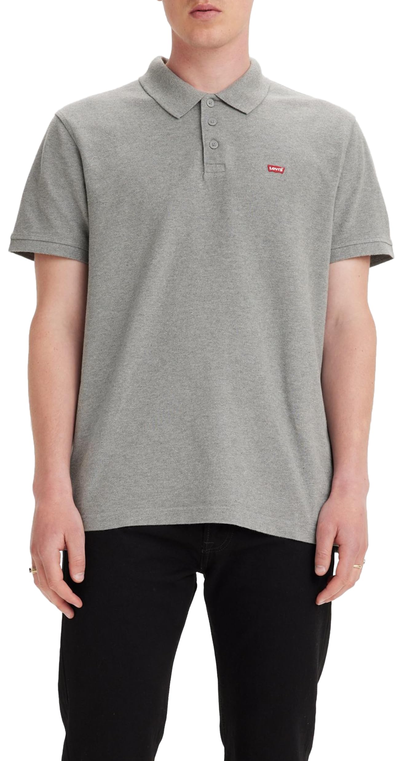 Levi's Men's Medium Grey Heather Polo T-Shirt - Casual Comfort Fit Cotton Shirt for Everyday Wear & Outings