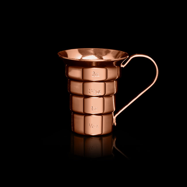 2oz Copper Plated Stepped Jigger - Premium Bar Measuring Tool for Cocktails, Mixology & Home Bartending