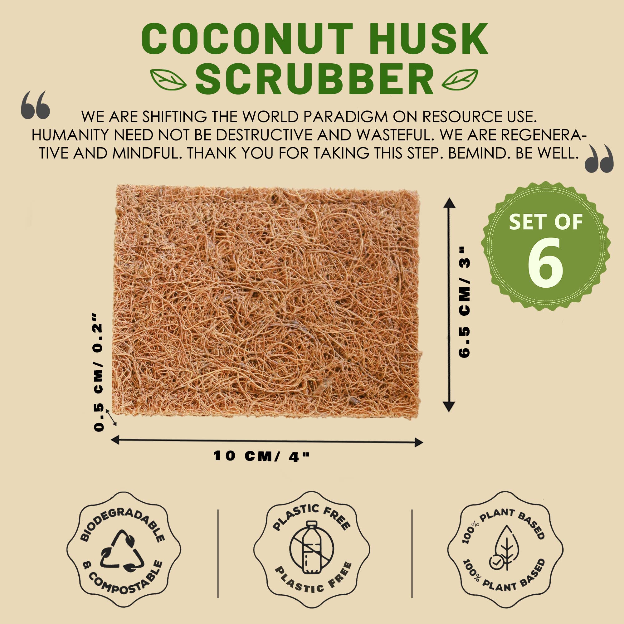 Eco-Friendly Coconut Scrubber Pads - Natural Dish Cleaning for Kitchen
