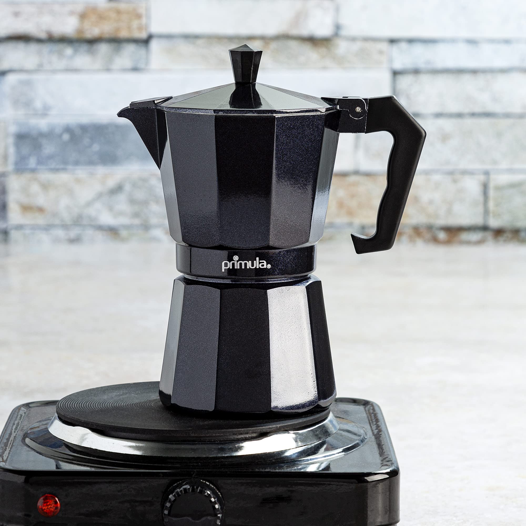 Primaria Classic Stovetop Espresso Maker - 6 Cup Italian Moka Pot for Authentic Espresso & Cuban Coffee - Durable Aluminum Coffee Maker for Gas/Electric Stoves - Perfect for Home Brewing & Camping Trips
