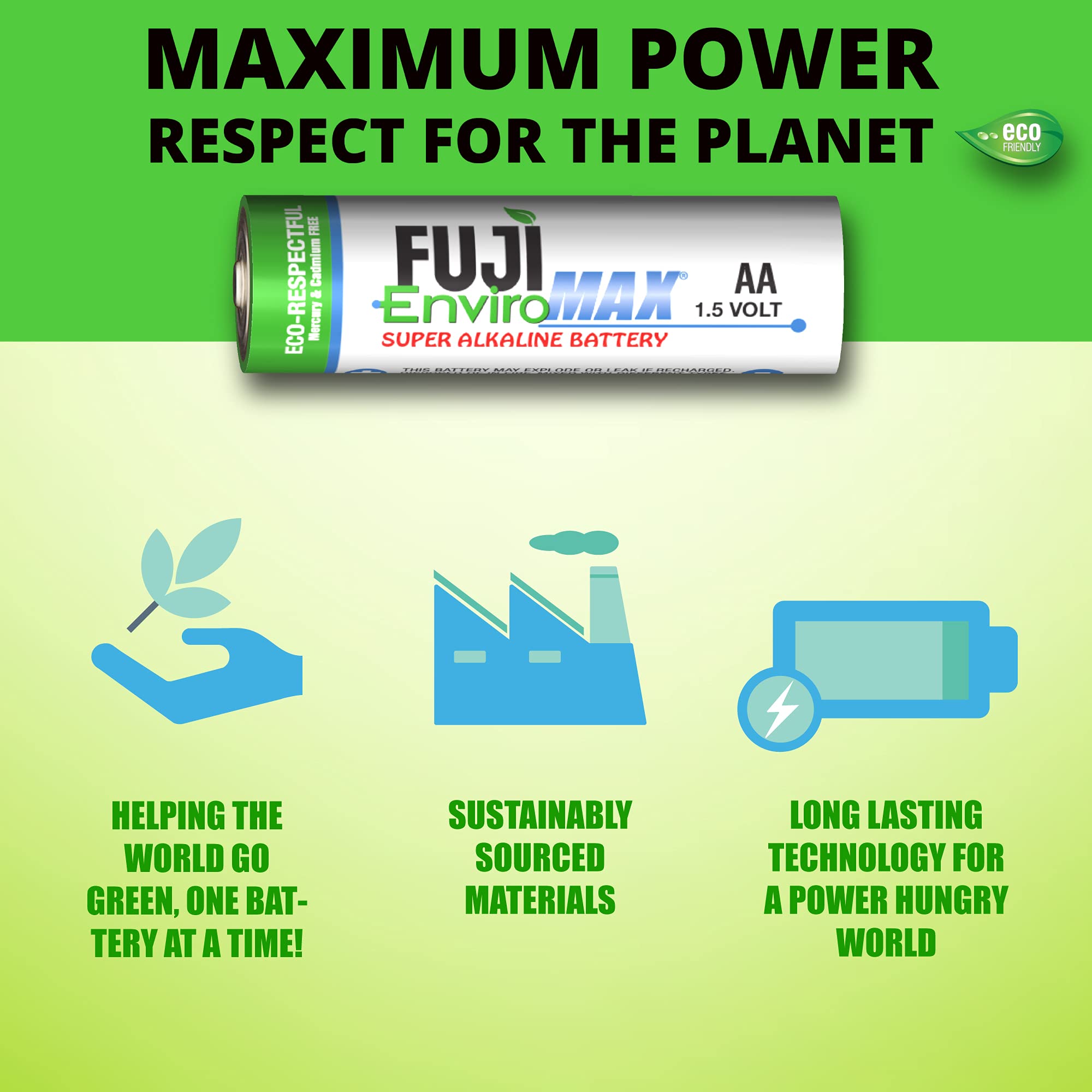 Fuji Enviromax 4300BP24 EnviroMax AA Super Alkaline Batteries (24 Pack) - Long Lasting Power for Toys, Flashlights, Remote Controls & More - White Universal Size Batteries for Household & Office Use