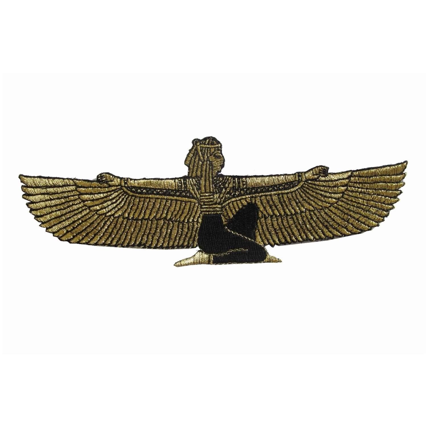 Gold & Black Egyptian Isis Temple Embroidery Iron-On Patch - Perfect for Jackets, Bags & DIY Costume Embellishment
