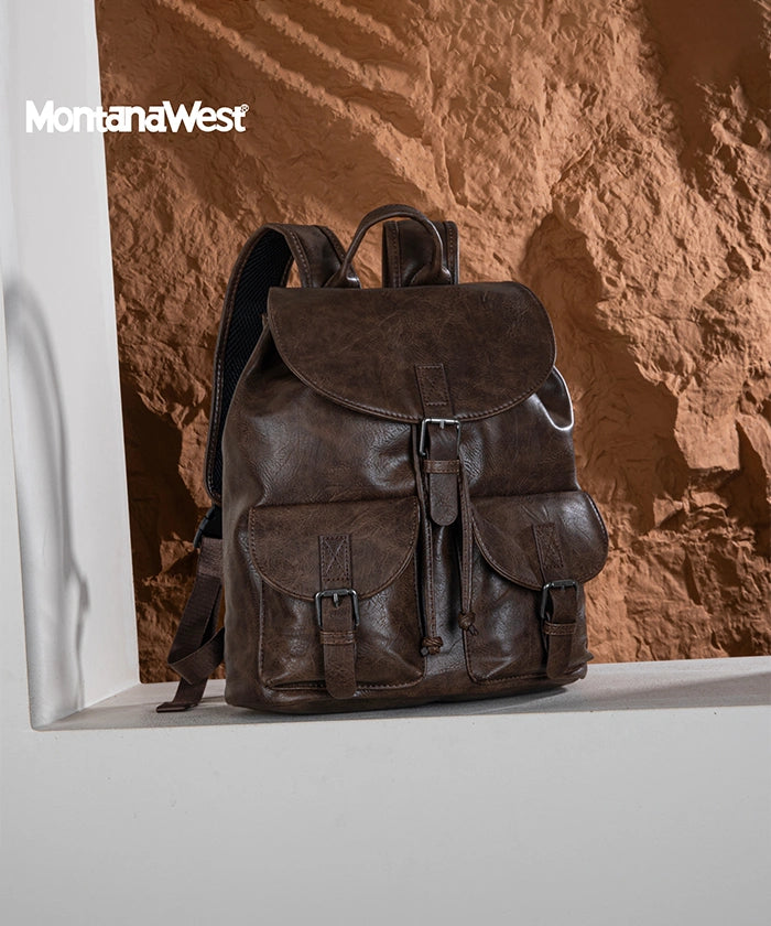 Montana West Buckle Backpack for Women - Stylish Leather Backpack Purse with Adjustable Straps - Perfect for Work, Travel & Everyday Use