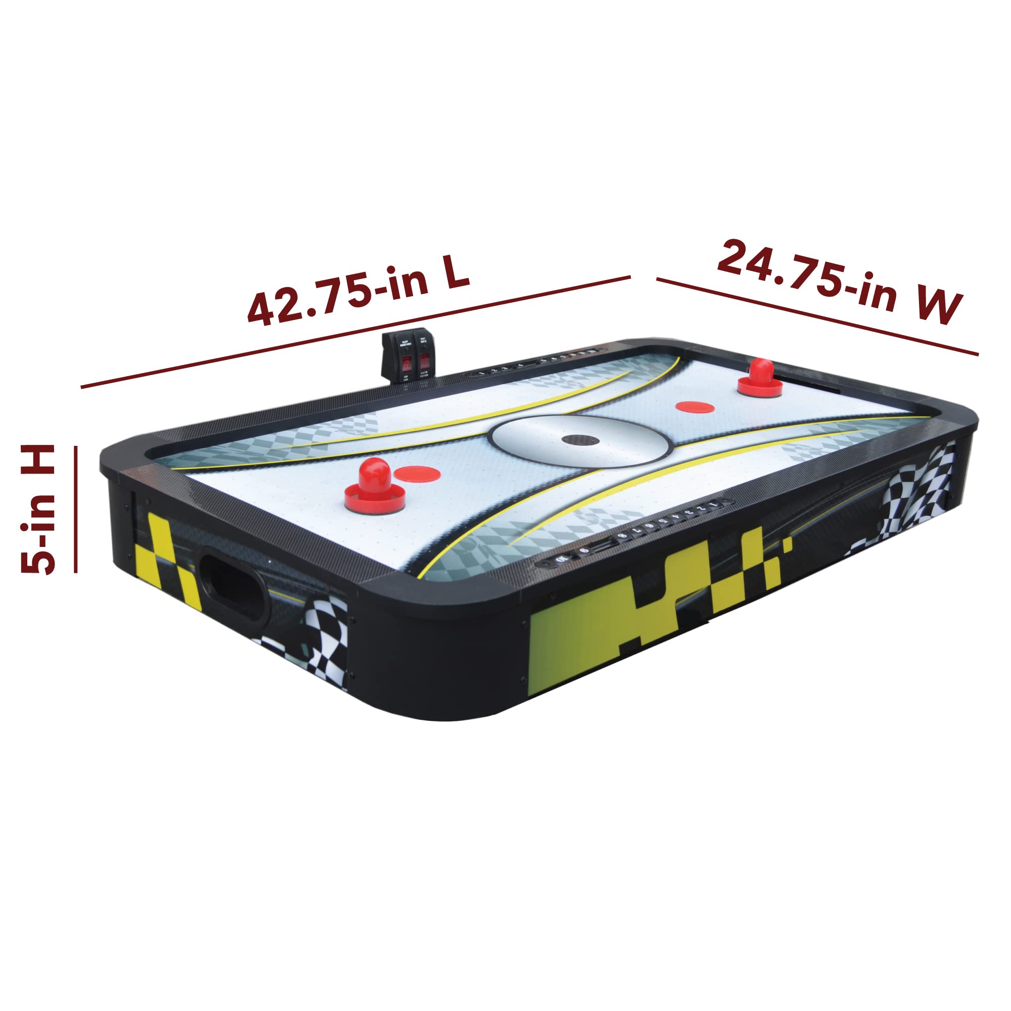 Hathaway Le Mans 42-inch Tabletop Air Hockey Game Table for Kids & Adults - Black & Yellow - Perfect for Game Rooms, Parties & Family Fun