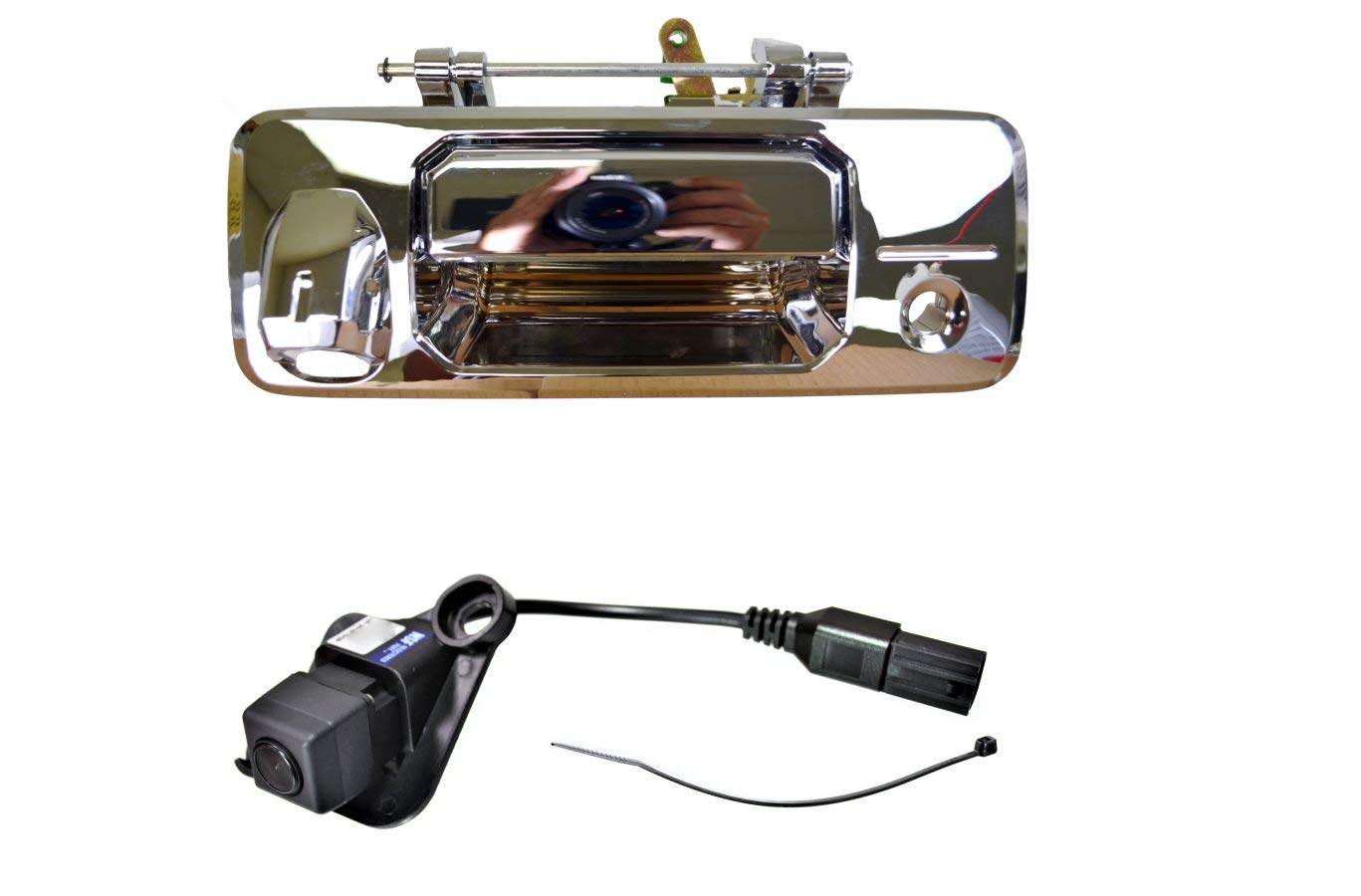 PT Auto Warehouse TO-3954M-BUC5 - Chrome Tailgate Handle with Park Assist & Backup Camera - Compatible with Trucks & SUVs - Perfect for Parking Assistance & Rear View Safety