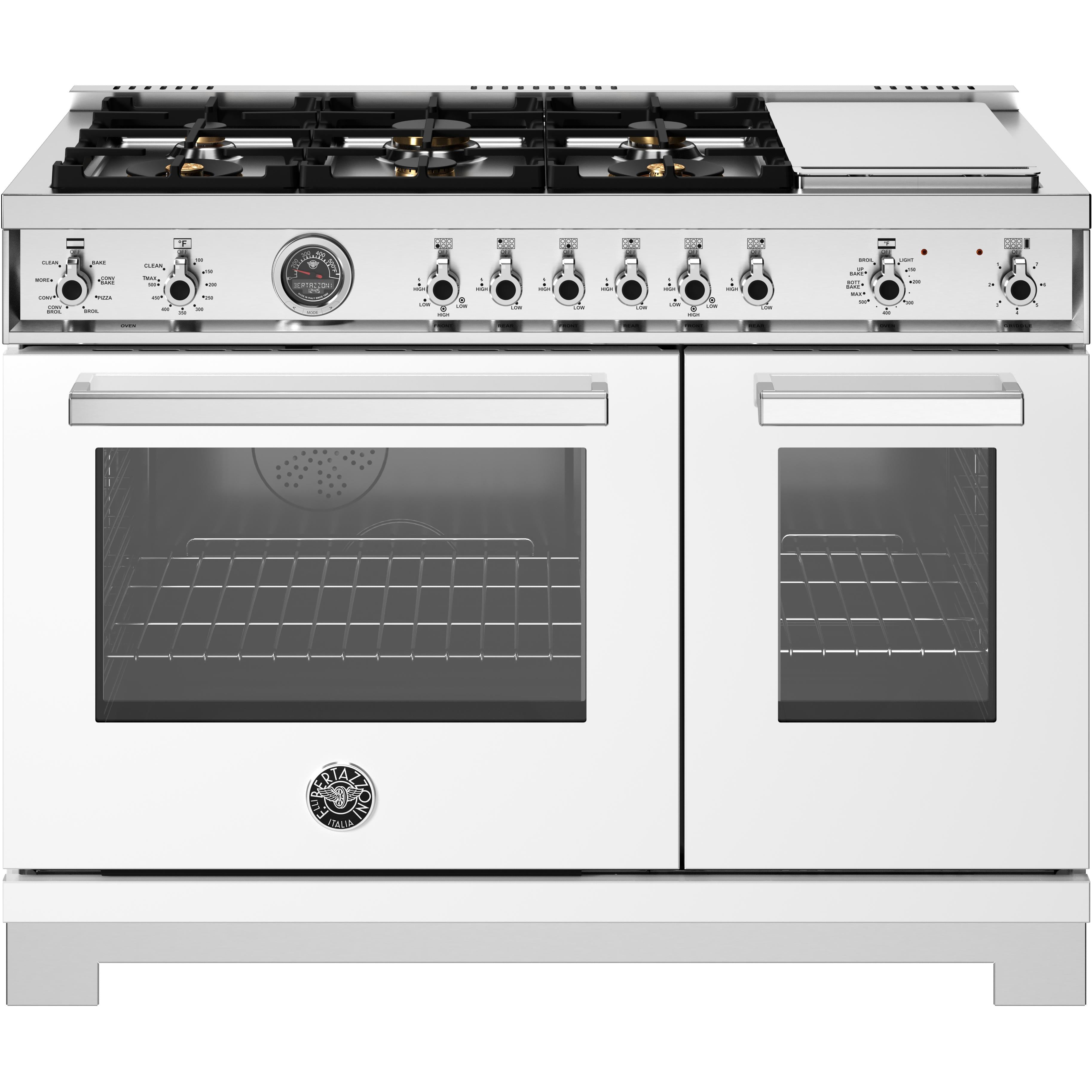 Bertazzoni PRO486BTFEPBIT 48-Inch Freestanding Dual Fuel Range - Professional Gas Stove & Electric Oven Combo for Gourmet Cooking & Home Kitchen Upgrade