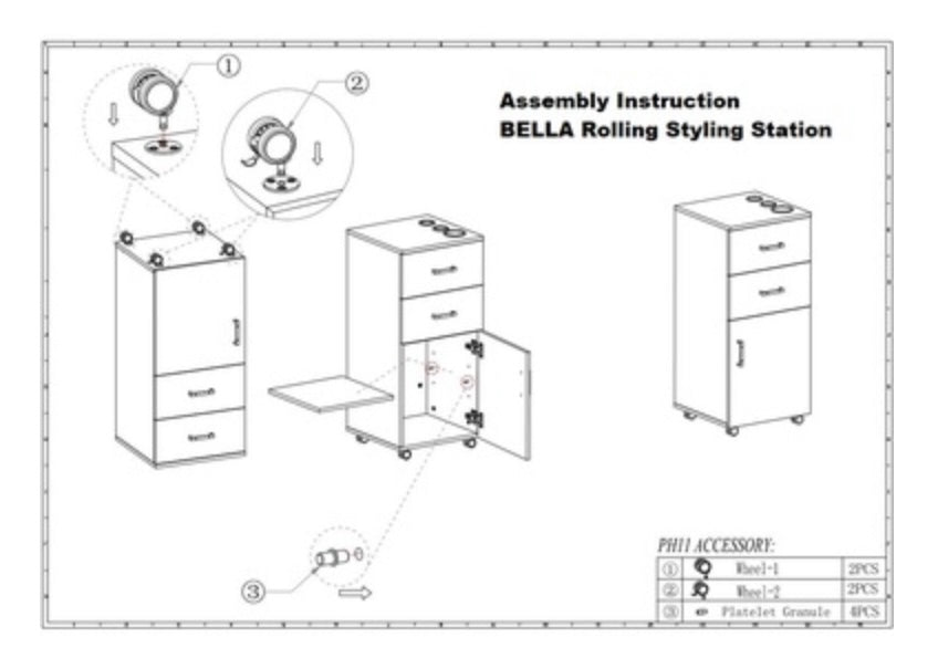 Bella Rolling Styling Station - Professional Mobile Hair Salon Cart with Wheels for Stylists & Barbers | Perfect for Salon, Home Use & On-the-Go Styling