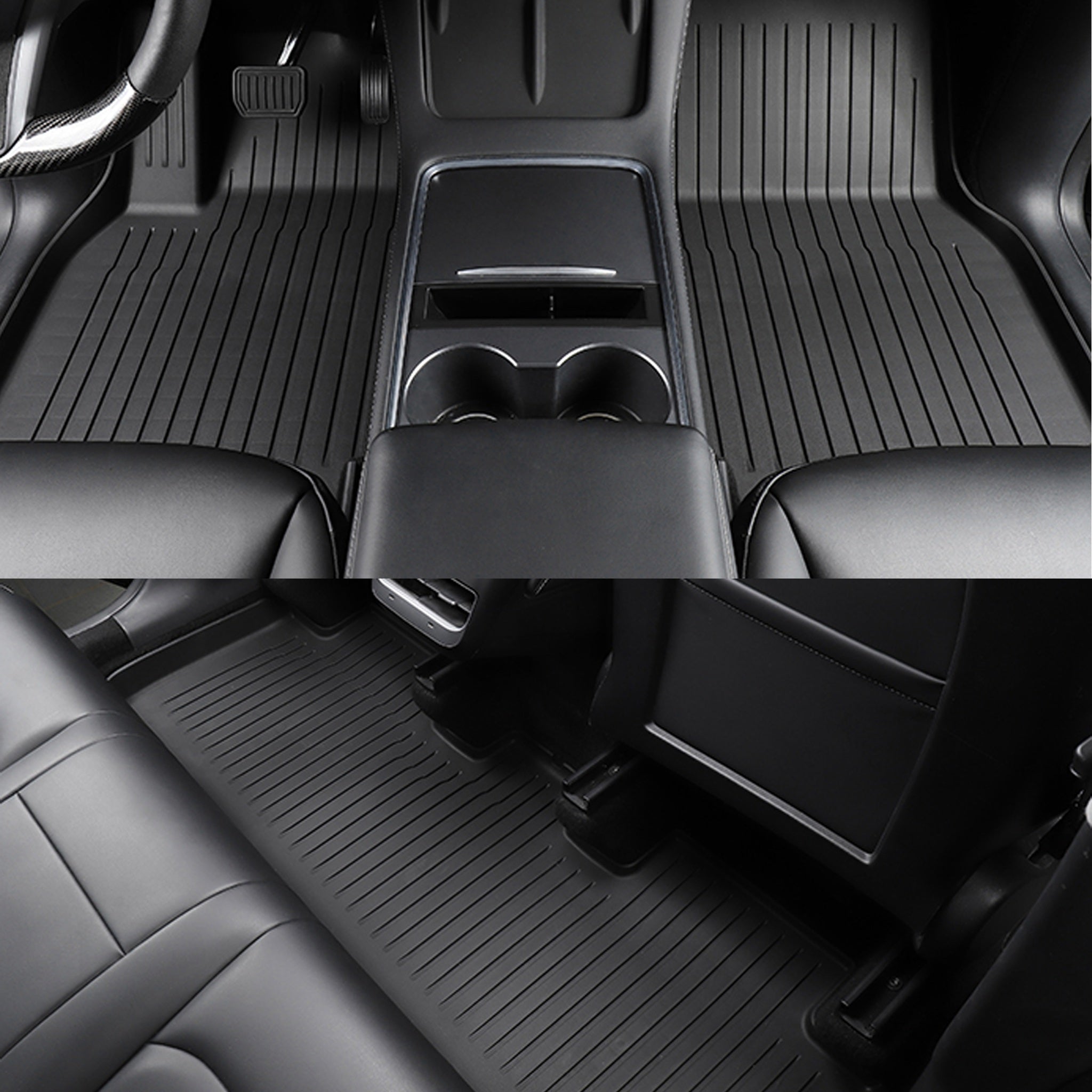 Premium Tesla Model Y All-Weather Floor Mats & Liners Full Set 9-Piece Bundle - Heavy Duty Carpet & Rubber Protection for Front Rear Seats & Trunk - Perfect for Road Trips, Daily Commutes & Winter Weather Protection