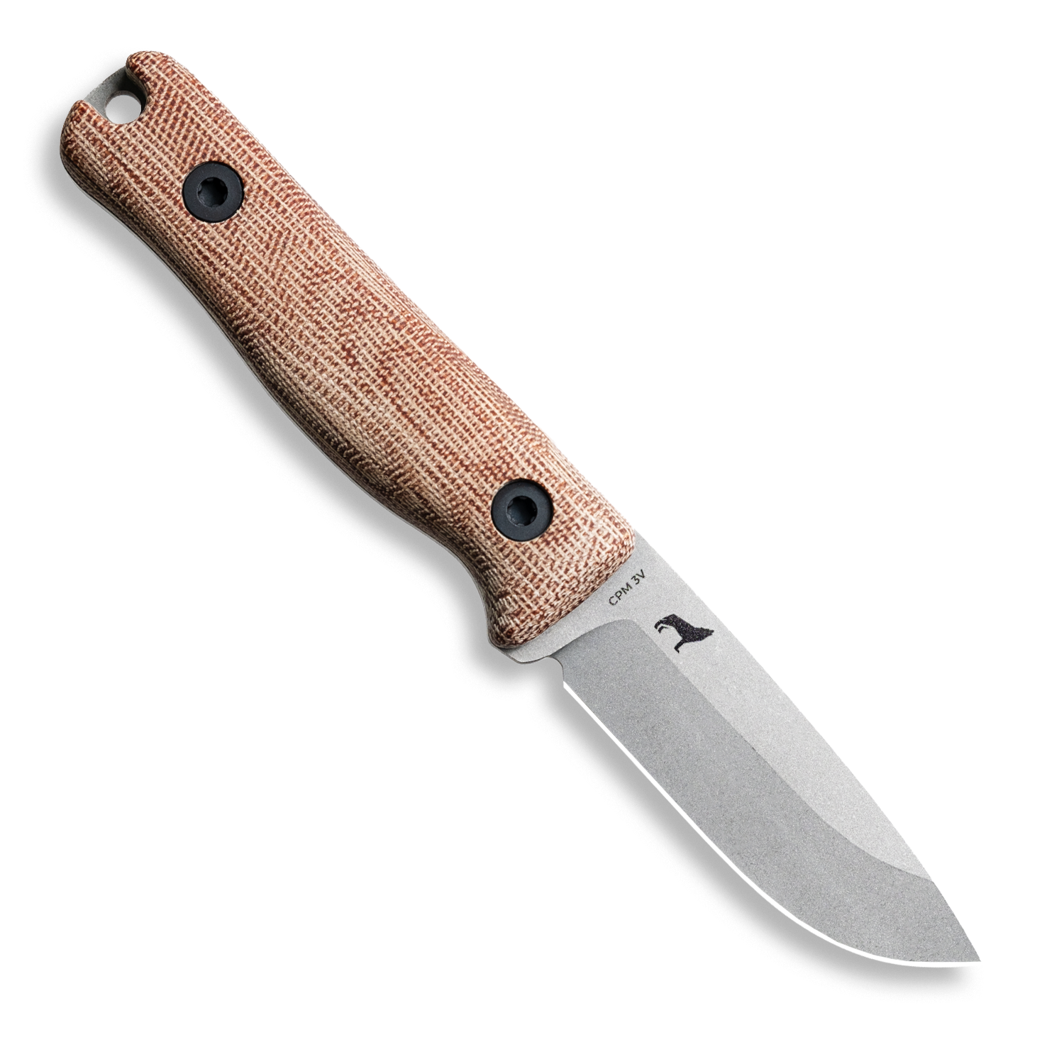 F3 EDC Fixed Blade Knife - CPM 3V Steel, Matte Stonewash Finish, Natural Canvas Micarta Handle - Perfect for Outdoor Camping, Hunting & Survival Gear