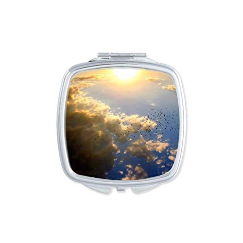 DIYthinker Orange Sunshine Sky Blue Clouds Mirror - Portable Compact Pocket Makeup Mirror with Double Sided Glass for Travel, Home & Office Beauty Essentials