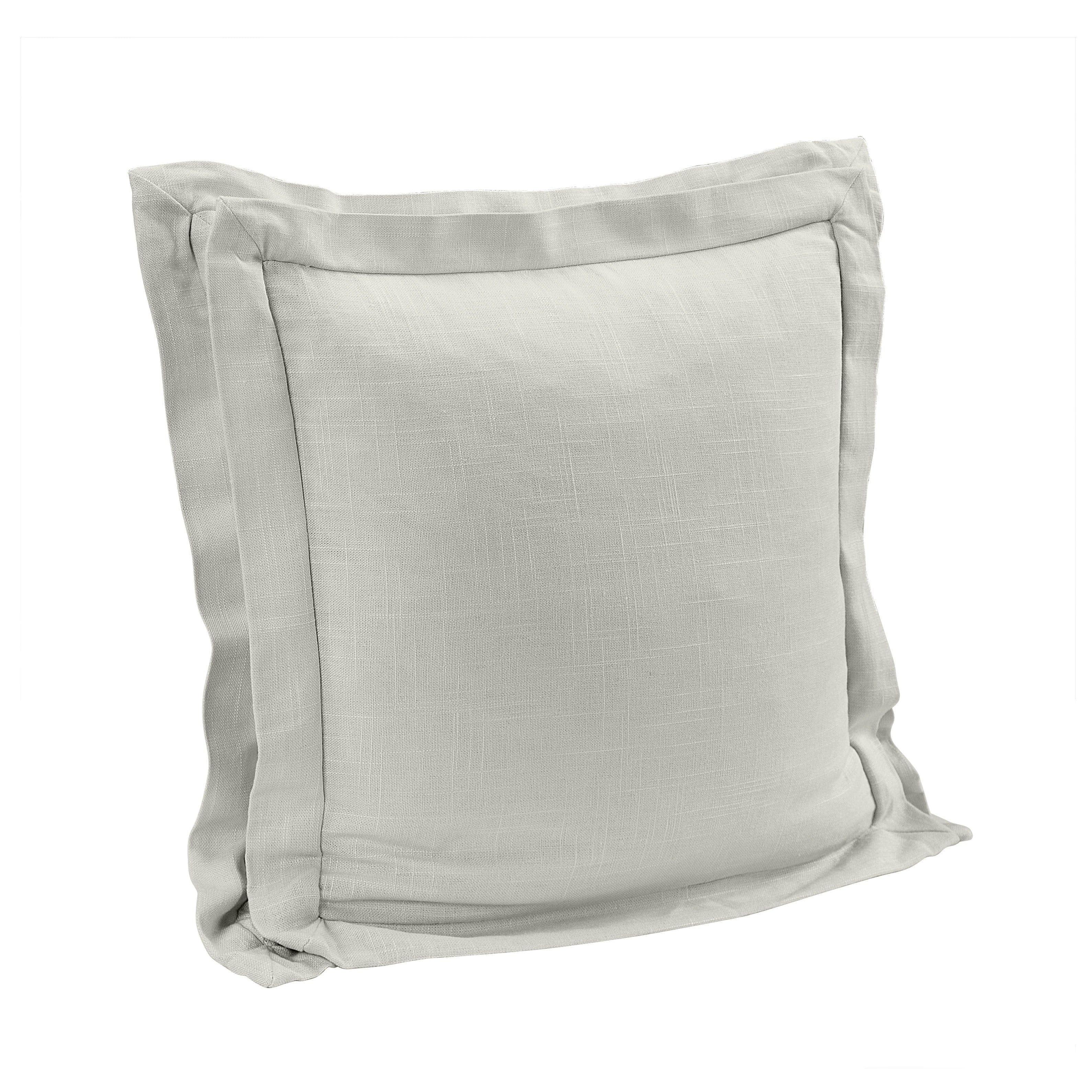 Premium Double Flanged Washed Linen Pillow - 100% Organic Cotton Insert - Breathable & Hypoallergenic for Bedroom, Living Room & Nursery Decor