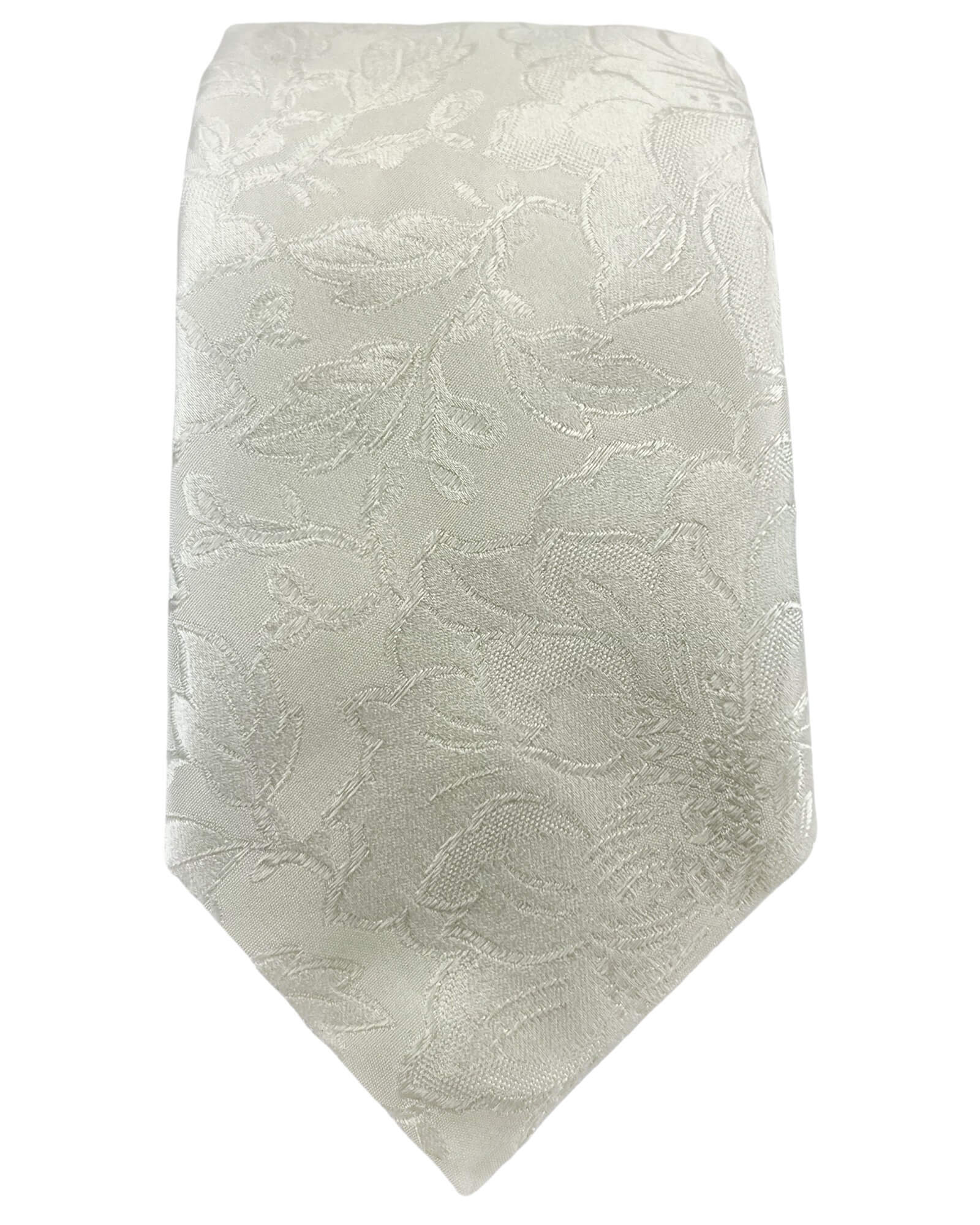 DÉCLIC Adria Floral Tie Ivory - Elegant Floral Pattern Necktie for Men, Perfect for Weddings, Parties & Formal Events