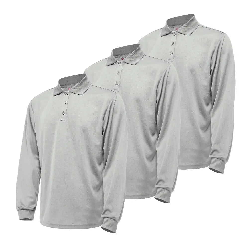 3 Pack Men's Quick Dry Long Sleeve Polo Shirts - Moisture Wicking & Breathable for Golf, Hiking & Outdoor Activities