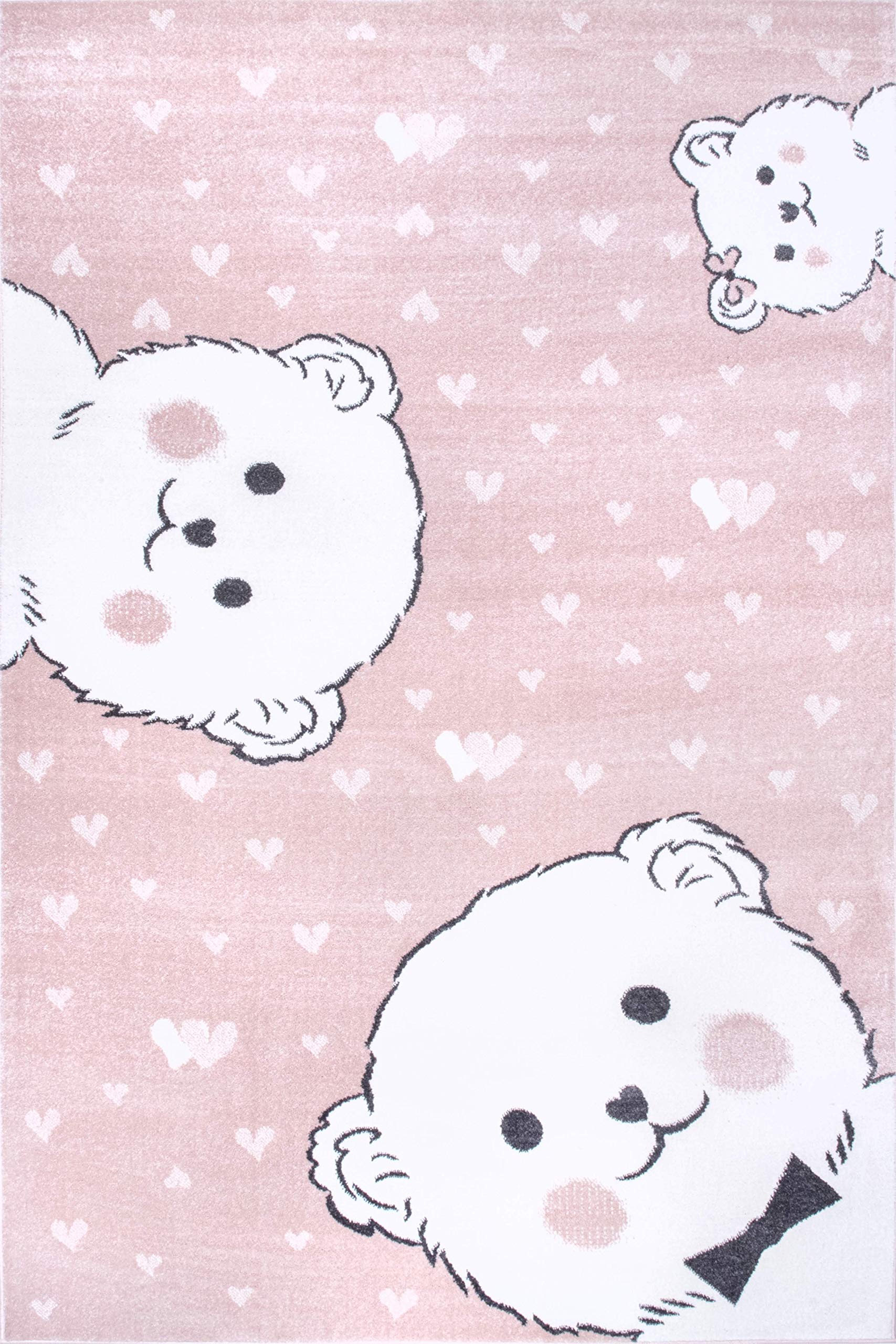 nuLOOM Harlee Kids Bear Nursery or Playroom Area Rug, 7x9 Feet, Soft Pink - Perfect for Baby Room Decor, Toddler Play Mat, and Children's Bedroom Floor Covering