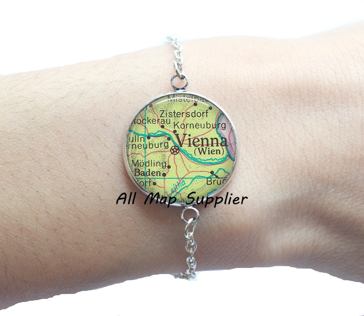 Charming Vienna Map Bracelet - Stylish European Travel Inspired Jewelry for Women | Perfect Gift for Travel Lovers, Anniversary & Special Occasions