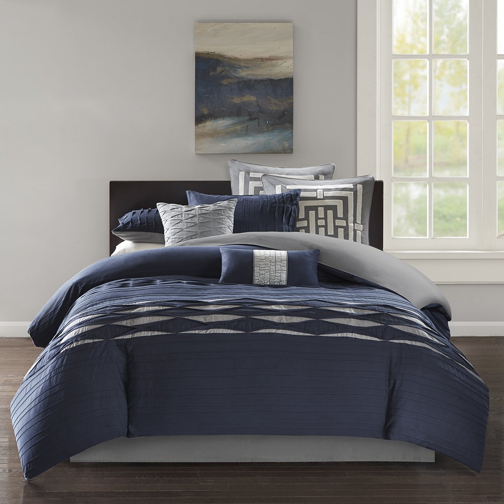 Premium Nara Cotton Sateen Comforter Set - Navy Blue Queen Size Bedding for Luxurious Comfort | Perfect for Master Bedrooms & Guest Rooms