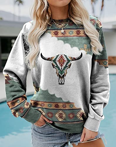 Aztec Sweatshirt Women - Retro Western Crewneck for Casual Wear