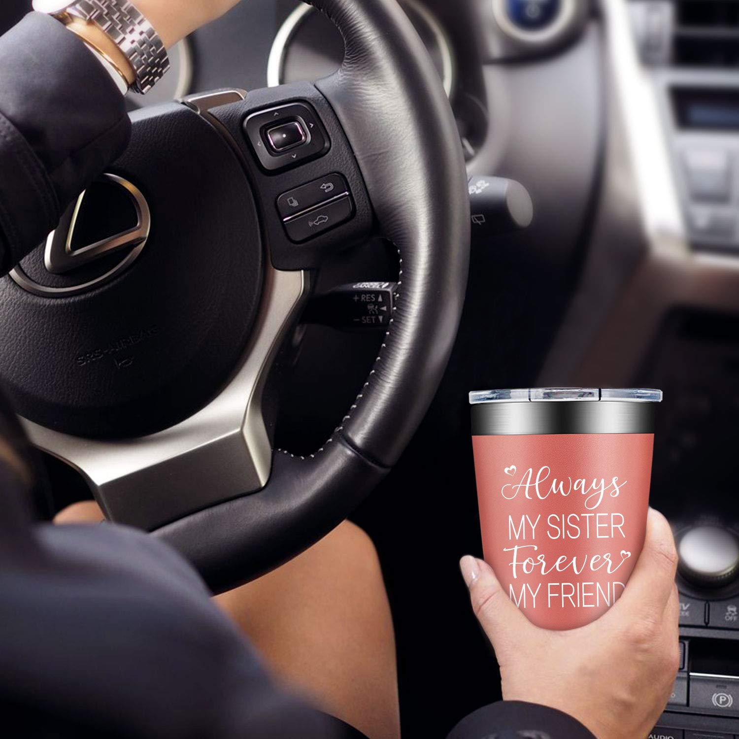 Fufendio Sister Gifts - Best Friend Gifts for Women - Funny Birthday & Christmas Presents for Sister, BFF - 20oz Vacuum Insulated Tumbler Cup - Perfect for Coffee, Tea & Cold Drinks at Work, Gym or Travel